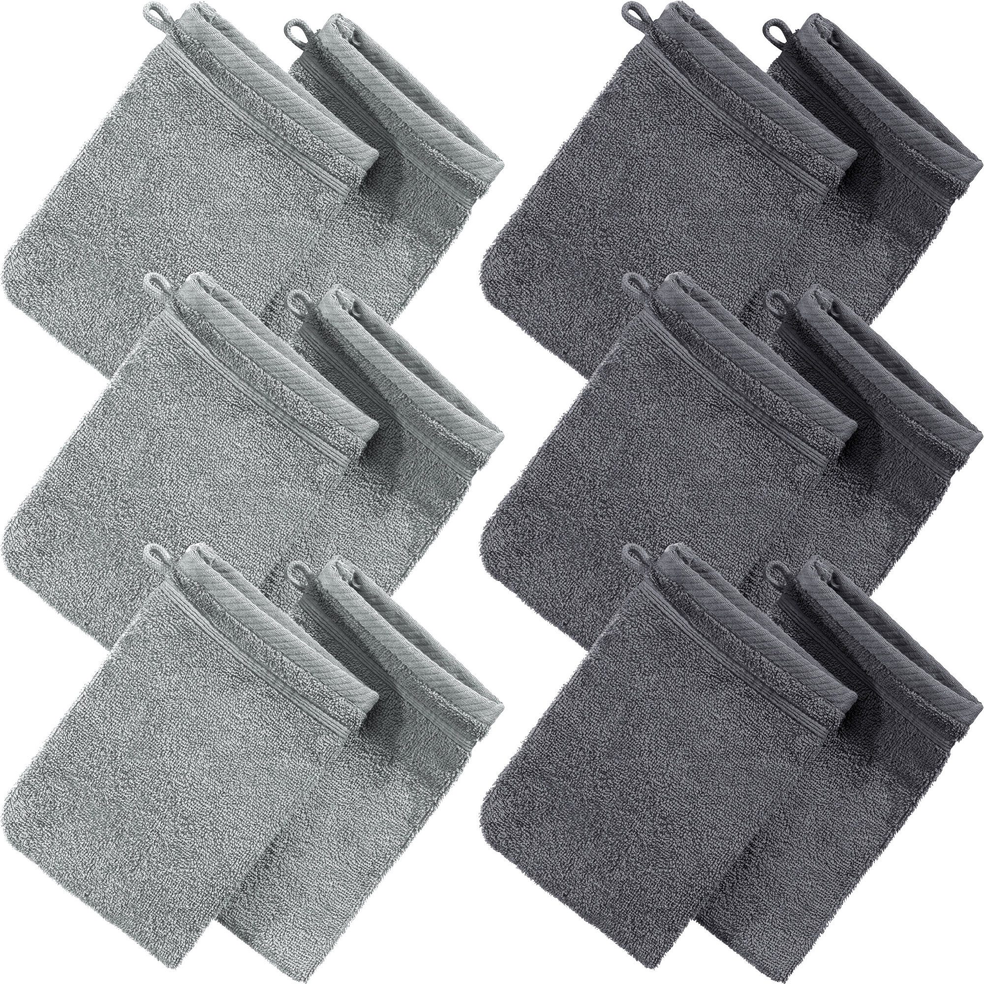 Erwin Müller Handtuch Set Waschhandschuh "Heidelberg" 12er-Pack, Frottier, Walk-Frottier Uni