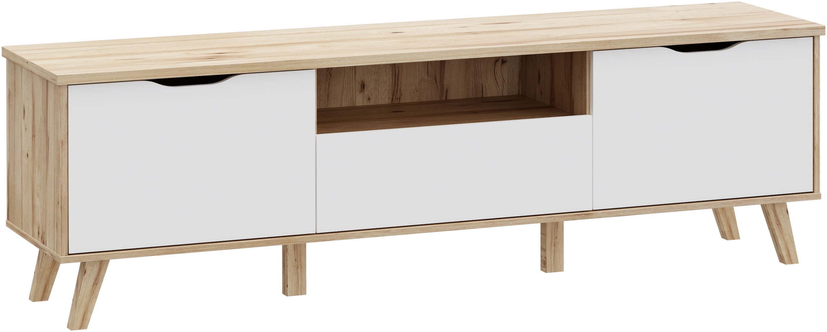FORTE Lowboard Vankka TV-Bank, TV-Board groß (B/H/T 179,1/54,3/41,7 cm), TV-Teil, ca. 180 cm breit, viel Stauraum, Echtholzbeine