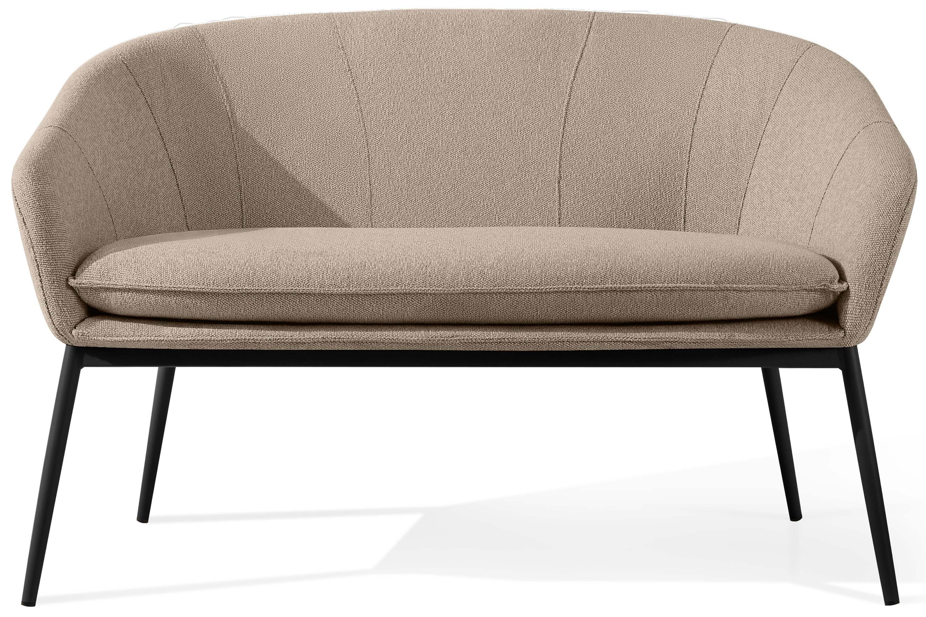 KONSIMO® Loungesofa SOLIS Gartensofa, Gartenmöbel, Sofa 2-Sitzer, hergestellt in der EU, (B) 118 cm (H) 76 cm (T) 66 cm, wasserabweisender Stoff, Modern, weiß Gestell