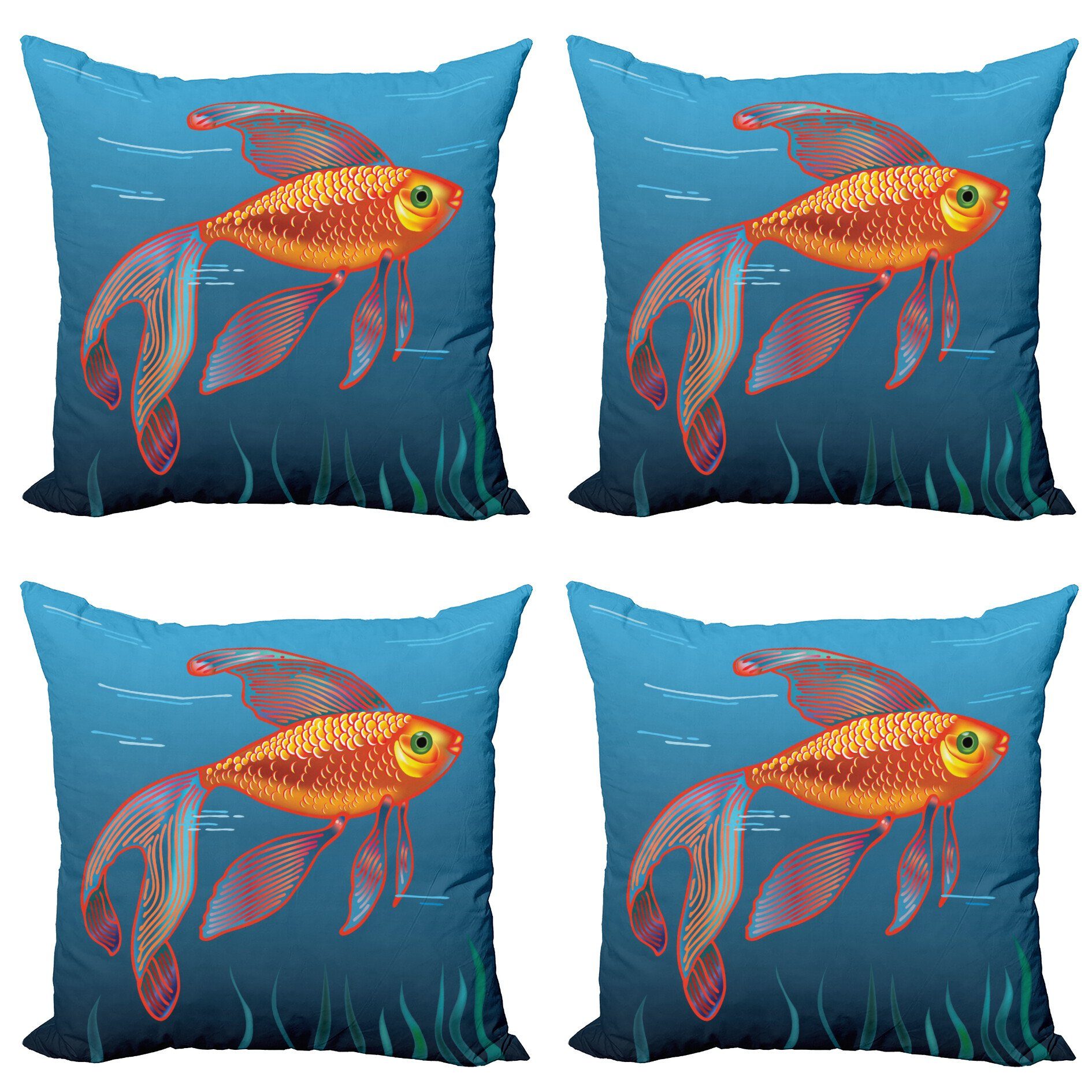 Fische Stück), Modern (4 Aquarium Goldfisch im Accent Kissenbezüge Digitaldruck, Doppelseitiger Wasser Abakuhaus