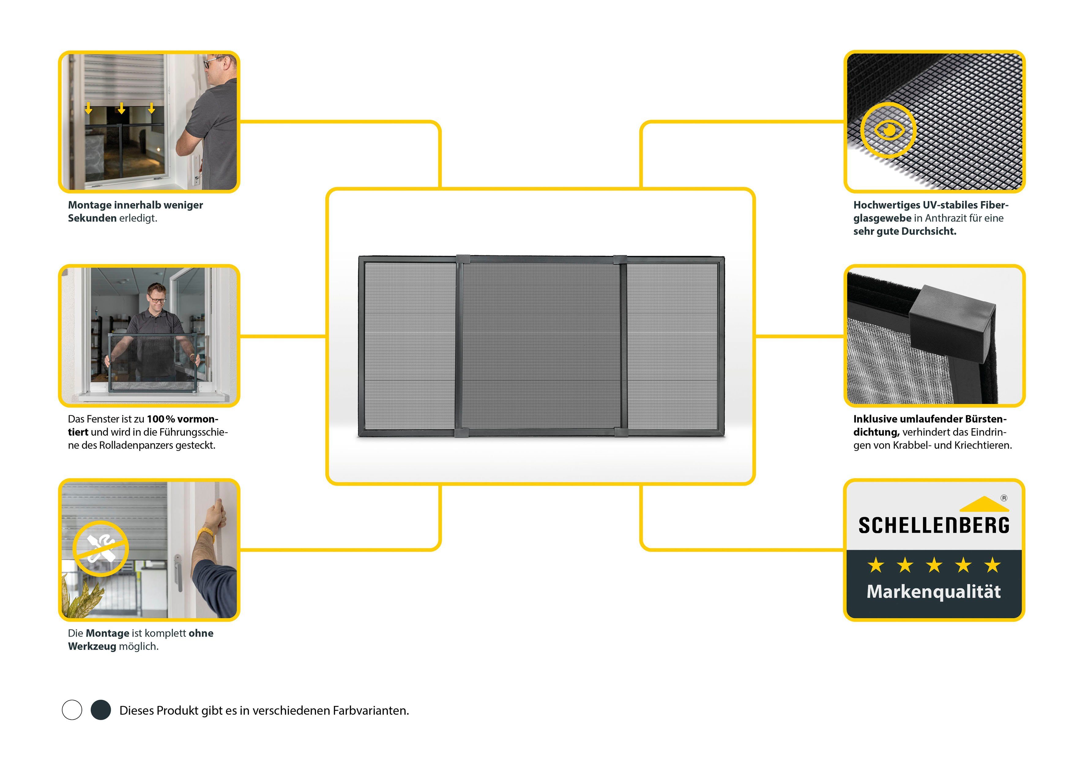 SCHELLENBERG Insektenschutz-Fensterrahmen ausziehbares Fliegengitter Schiebefenster mit Rahmen, 50 x 75 - 142 cm oder 75 x 100 -193 cm, weiß und anthrazit – Bild 4 von 5