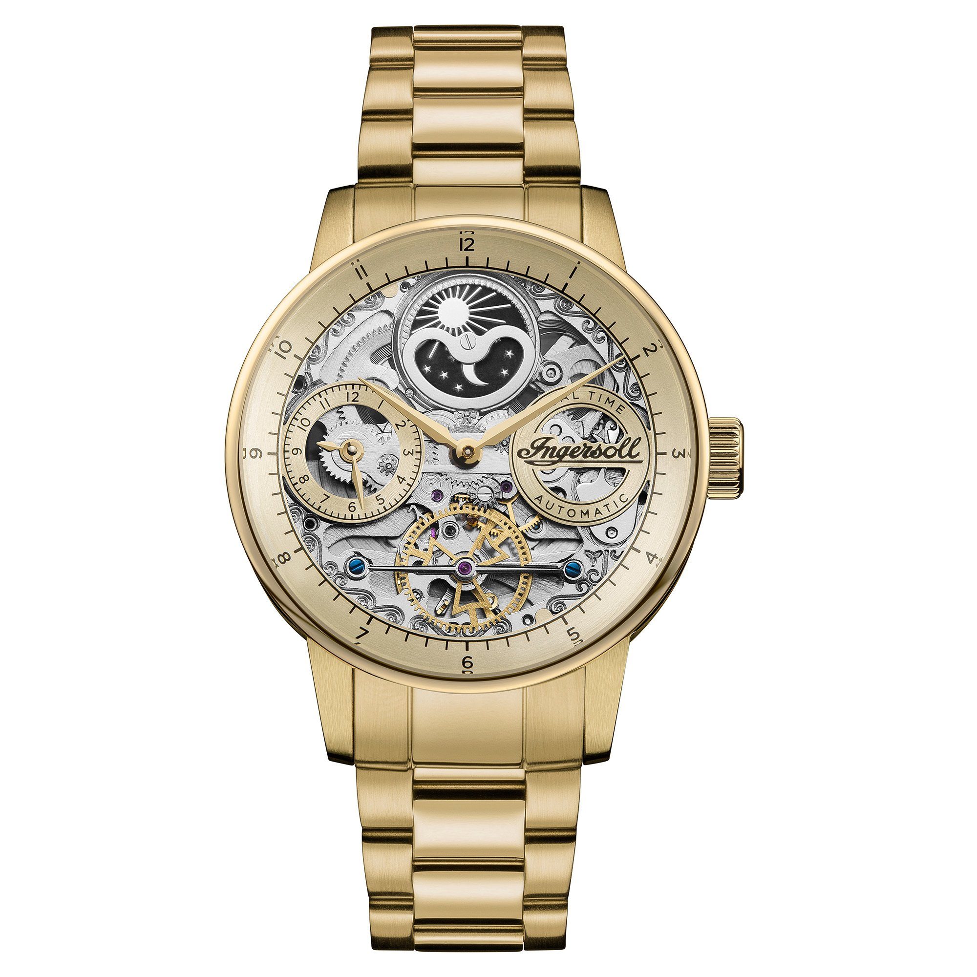 Ingersoll Automatikuhr THE JAZZ AUTOMATIC Herrenuhr 100% Edelstahl 42 THE JAZZ AUTOMATIC, offene Unruh