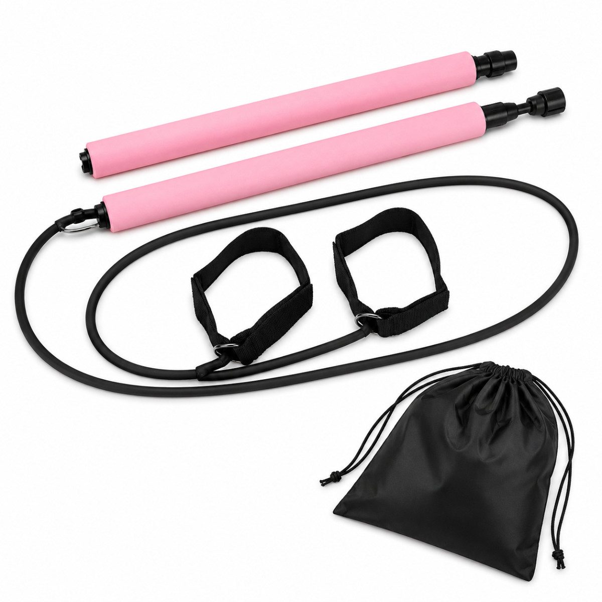 R2 Invest Trainingsbänder Pilates Bar Set mit Widerstandsbändern Rosa