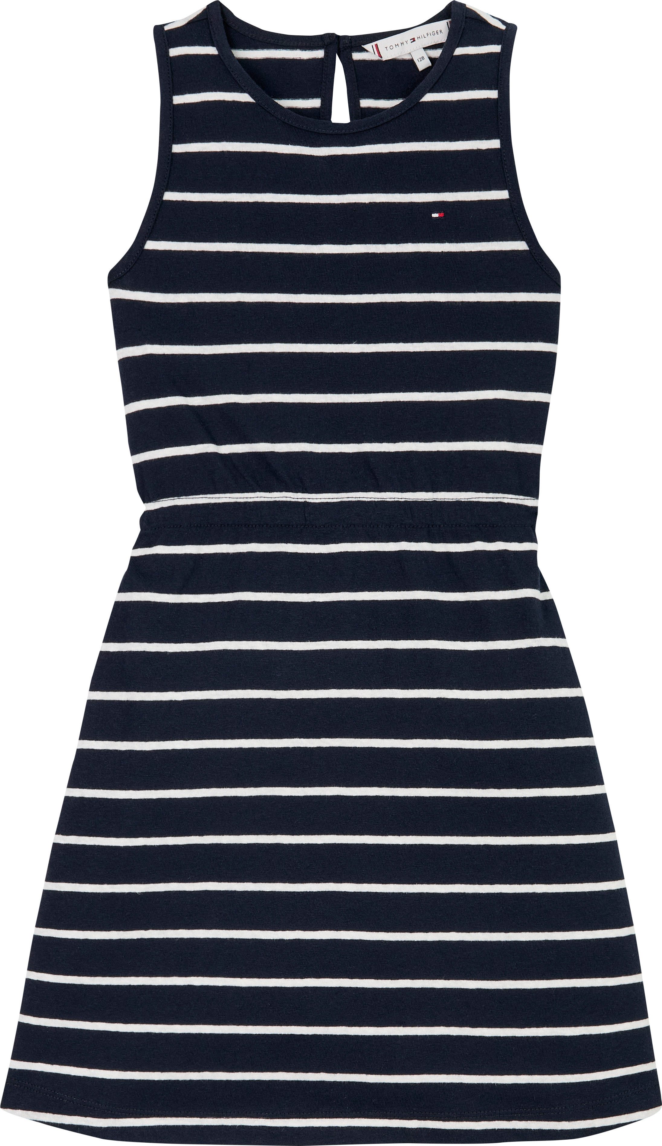 Tommy Hilfiger Jerseykleid LINEN JERSEY DRESS SLVLS mit Streifenmuster, mit Logostickerei