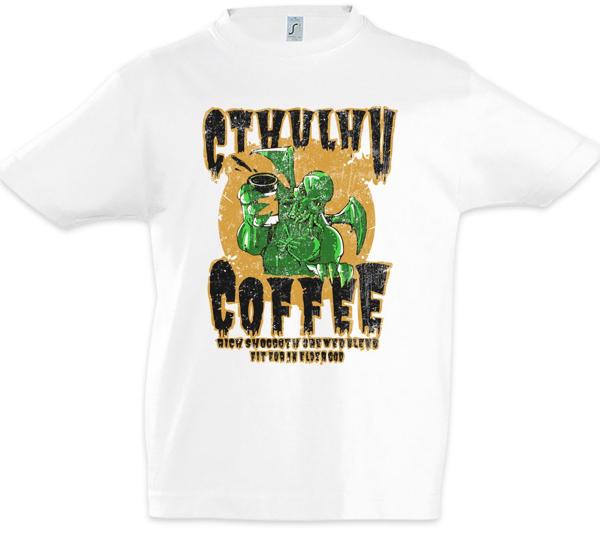 Print-Shirt Cthulhu Coffee Kinder T-Shirt Kaffee Horror Arkham H. P. Lovecraft