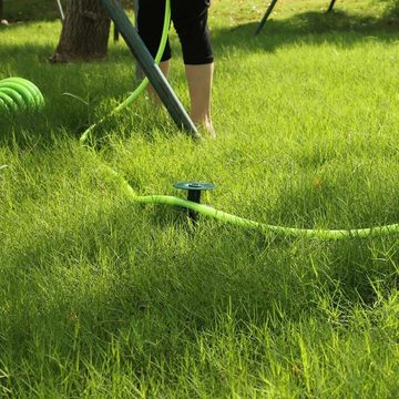 SEEZSSA Gartenschlauch 3 Stück Gartenschlauchführung Führungsrad Dreh-Einsatz für Garten, Schlauchführungen,Führung auf verzinkten Erdspieß,Dunkelgrün 24x9,3cm