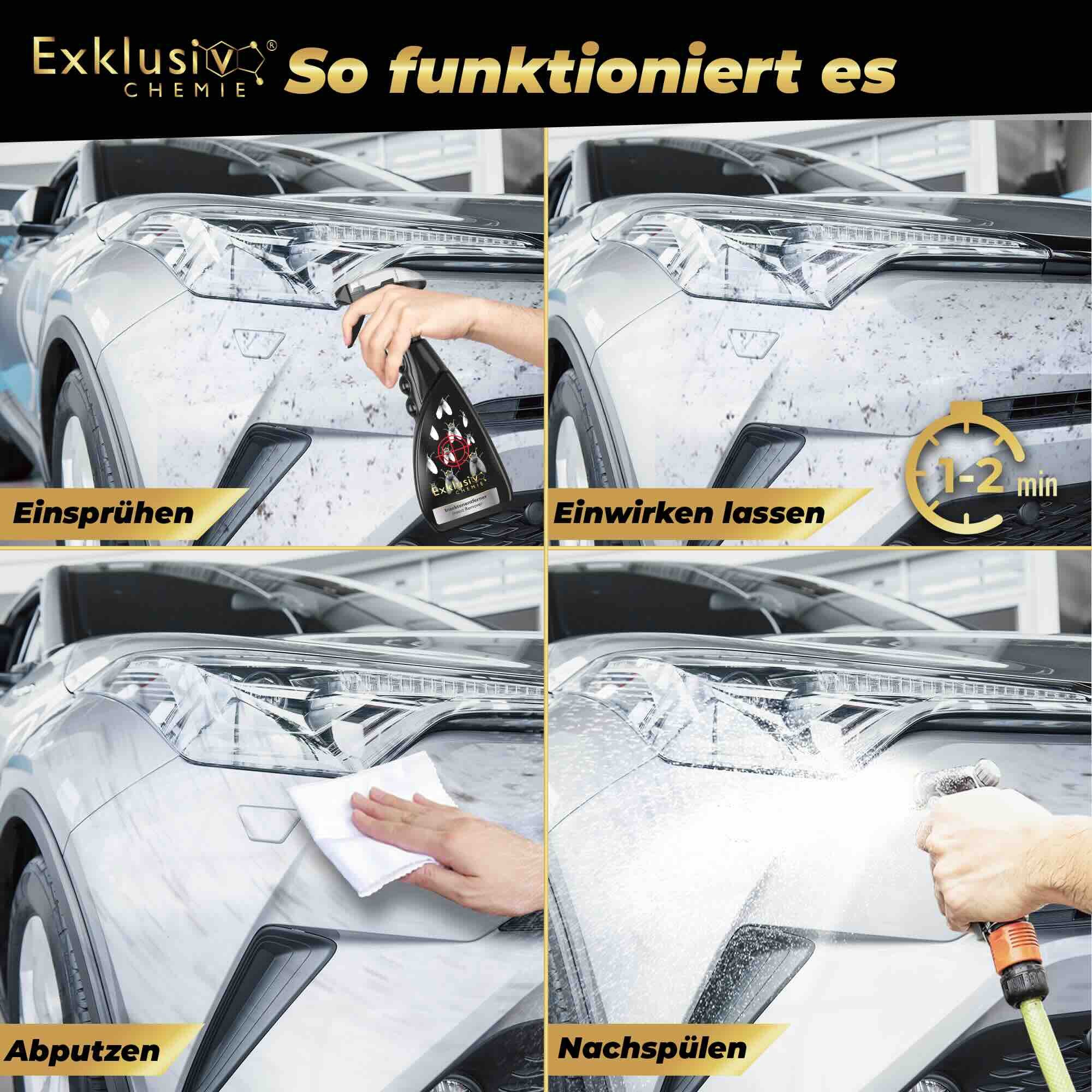 Exklusiv Chemie GmbH Insektenentferner (500ml Entfernt Insekten, Vogelkot & Schmutz)