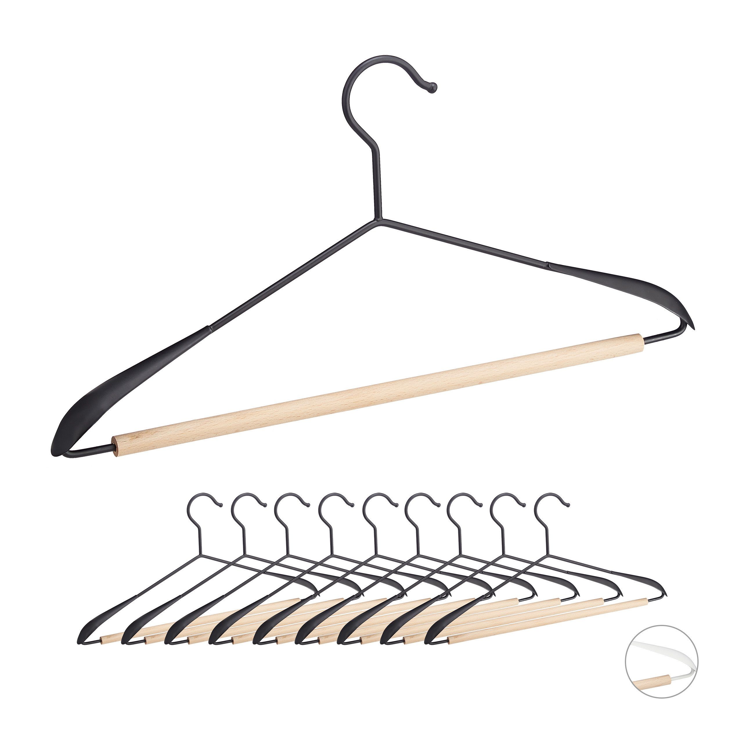relaxdays Kleiderbügel im 10er Set, Schwarz günstig online kaufen