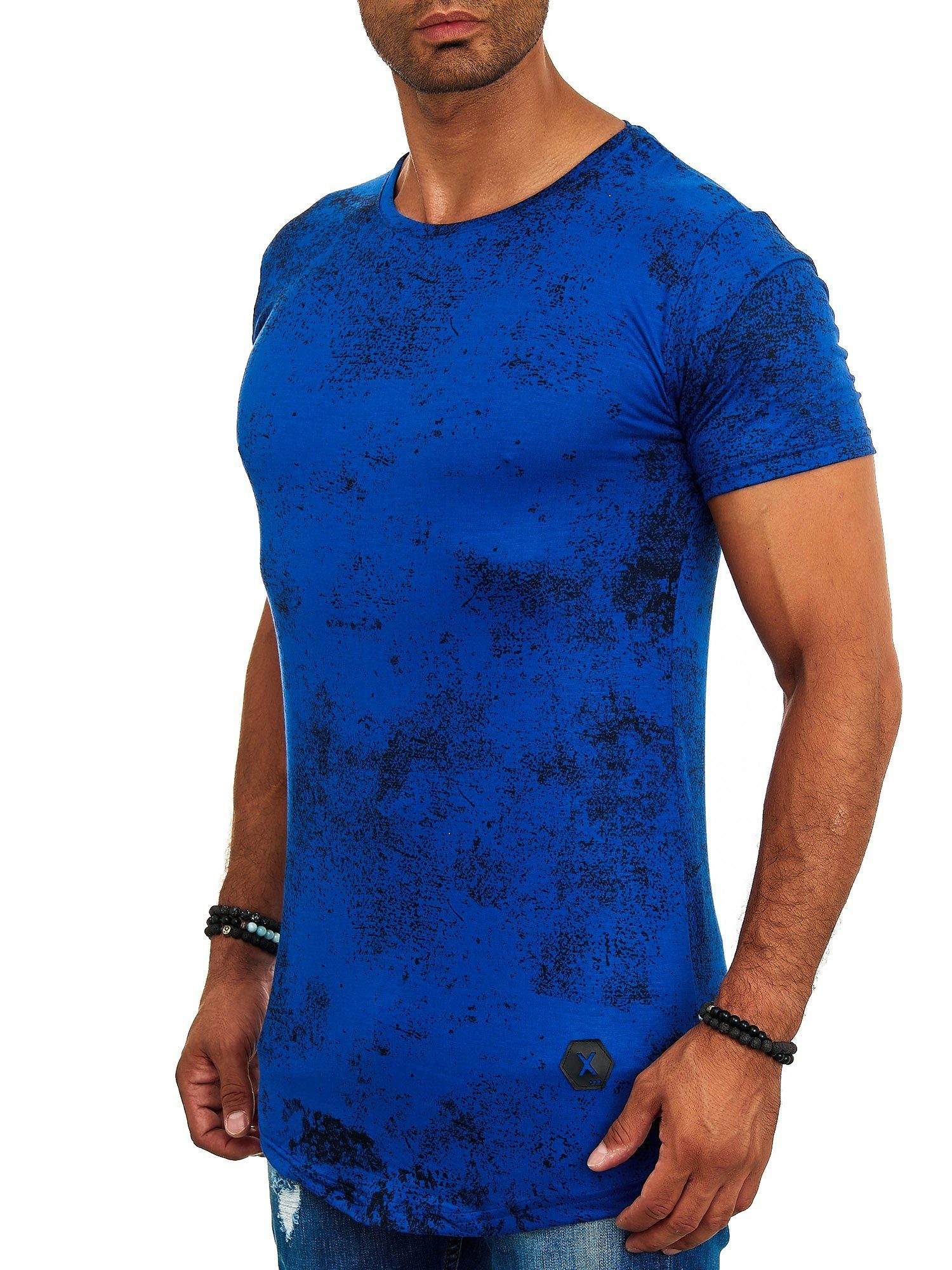 OneRedox T-Shirt TS-1539 (Shirt 1-tlg) Casual Blau Freizeit Fitness Kurzarmshirt Polo Tee