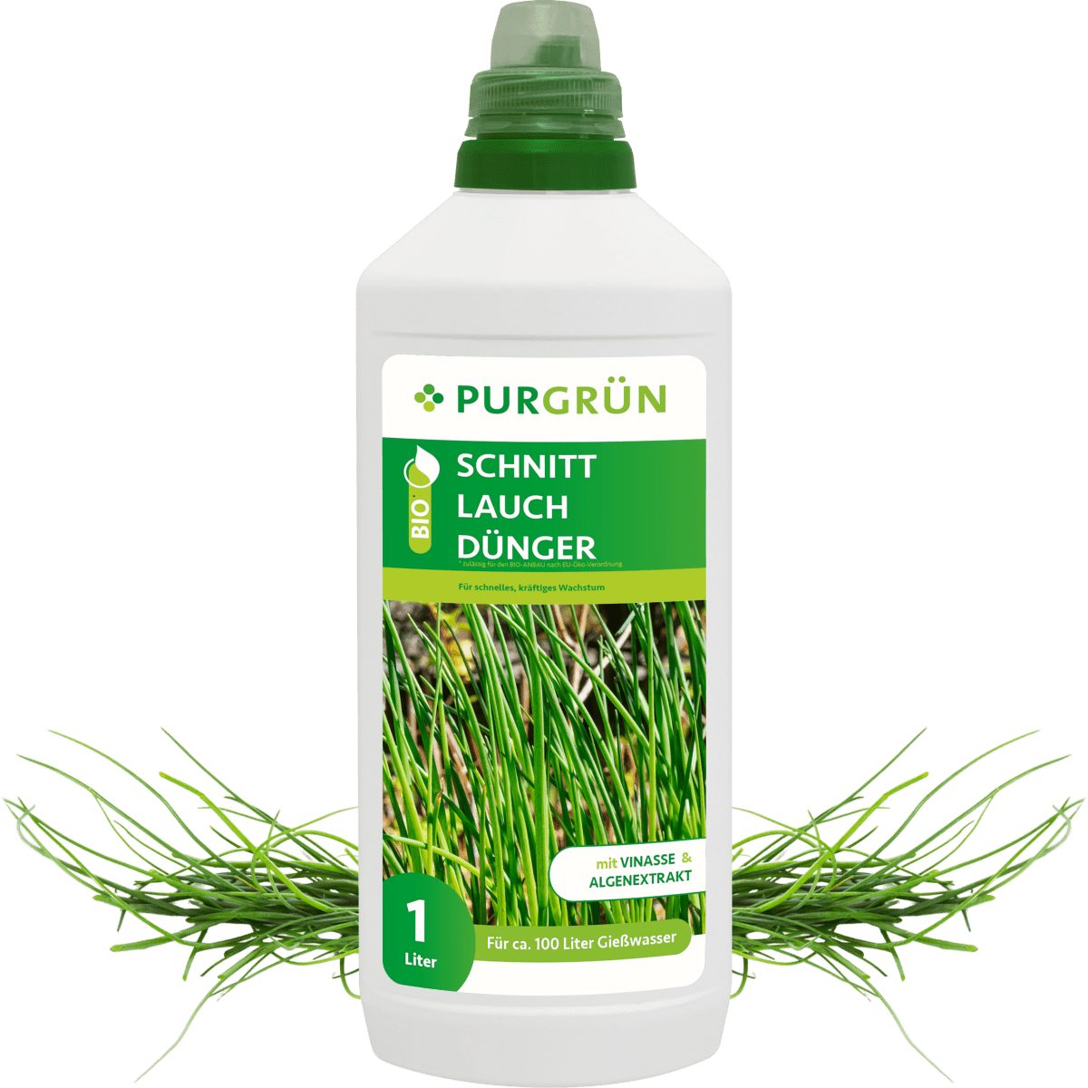Kräuterdünger Purgrün Bio Schnittlauch Dünger, NPK 4+1+7, Algenextrakt, 1 Liter