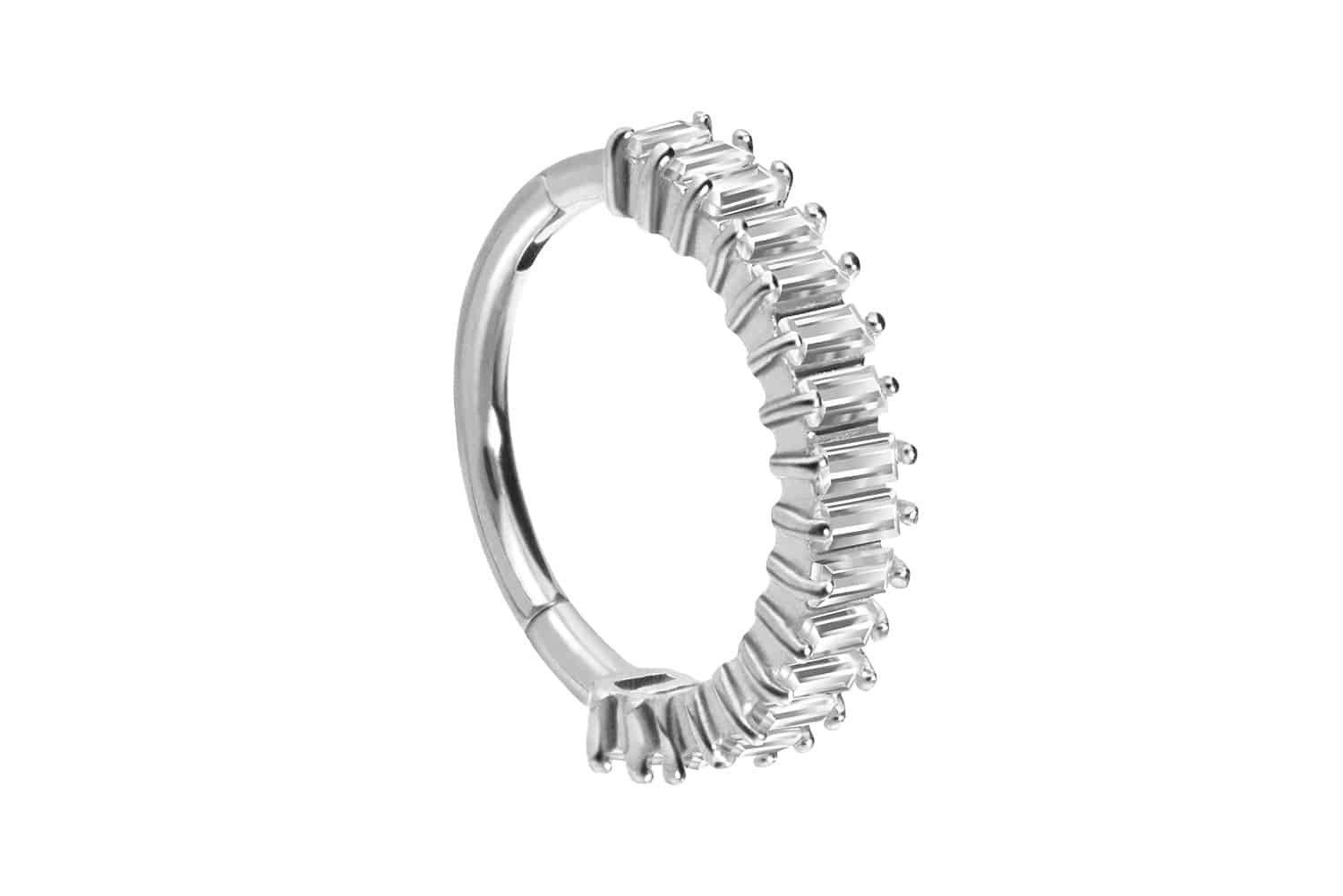 Nasenpiercing Chirurgenstahl Segmentring Clicker EINGEFASSTE KRISTALLRECHTECKE