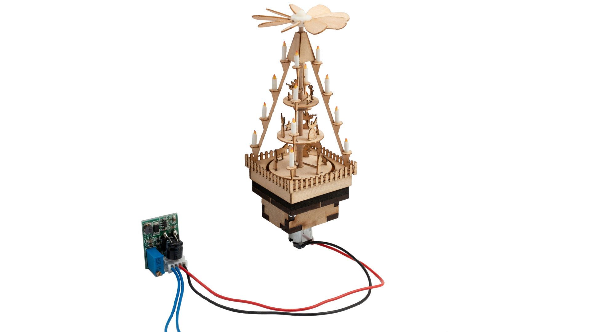 NOCH Modelleisenbahn-Gebäude Bewegte Weihnachtsmarkt-Pyramide mit Figuren für S