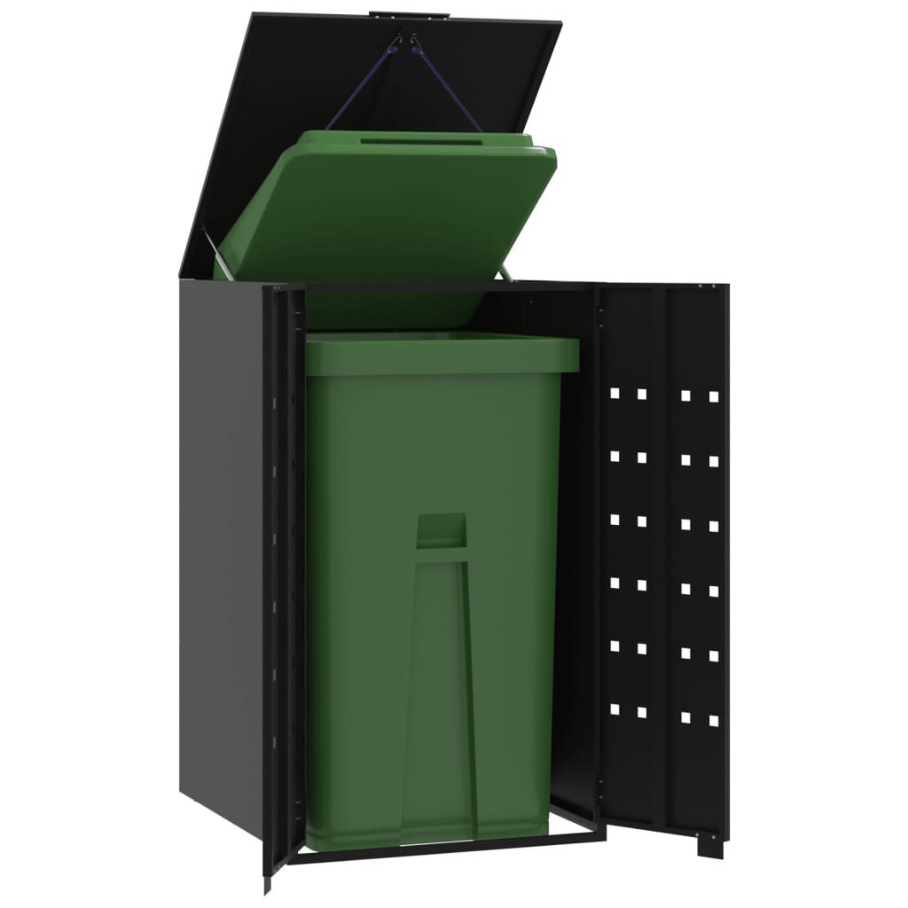 vidaXL Mülltonnenbox Mülltonnenbox für 1 Tonne Schwarz 69x79x117 cm Stahl