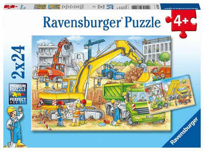 Ravensburger Puzzle Viel zu tun auf der Baustelle. Puzzle 2 x 24 Teile, 24 Puzzleteile
