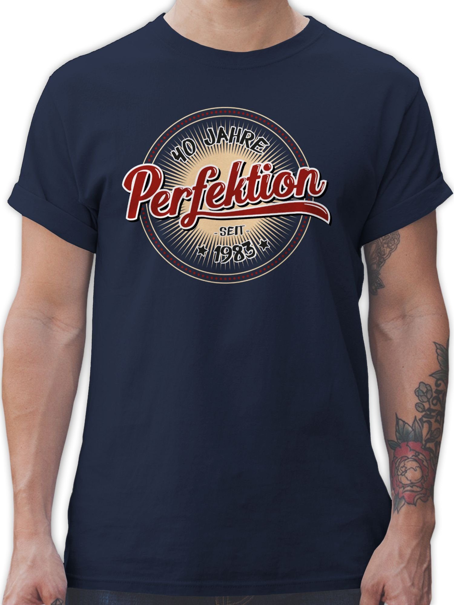 Shirtracer T-Shirt Vierzig Jahre Perfektion seit 1983 - 40. Geburtstag - Herren Premium T-Shirt tshirt männer vintage - t shirt 40 jahre mann 3 Navy Blau