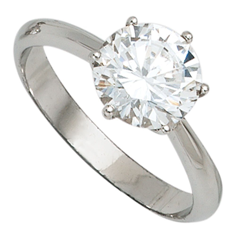 Schmuck Krone Silberring Ring aus echtem 925 Silber mit Zirkonia weiß, Silber 925
