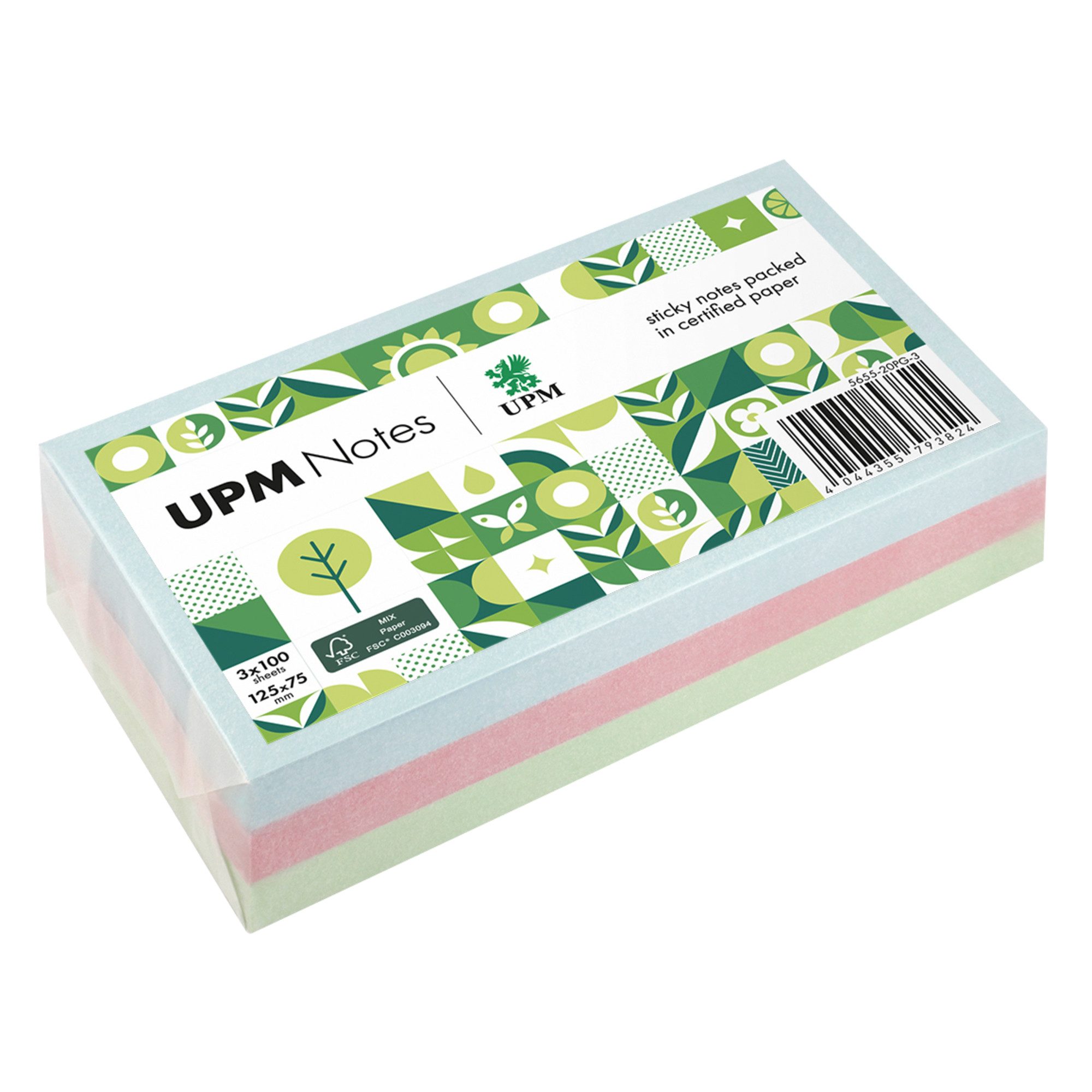 Haftnotizblock Notes Haftnotiz 5655-20PG-3 Pastell 125x75mm 100 Blatt sortiert 3 Stüc