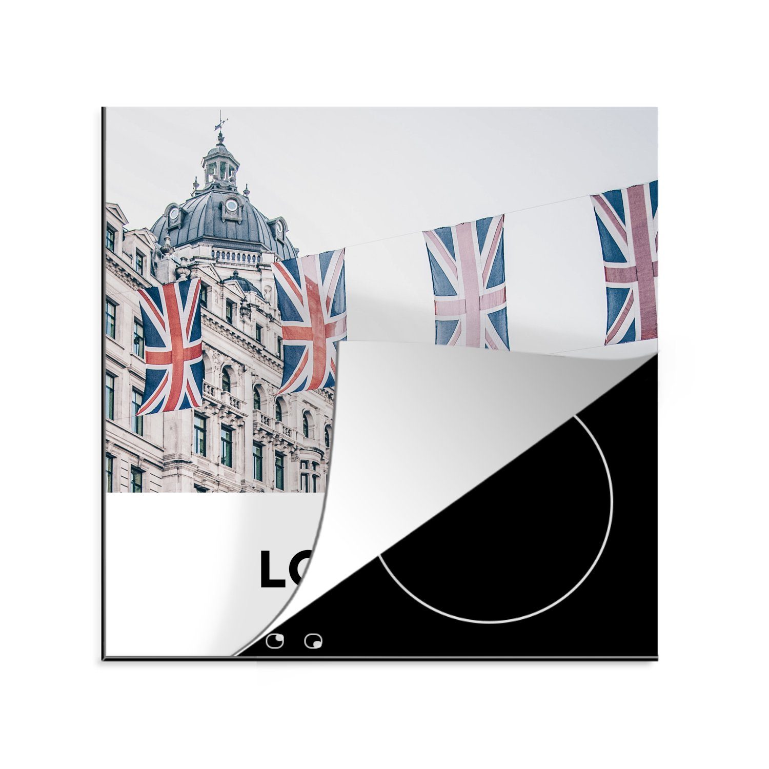 Ceranfeldabdeckung, London Herdblende-/Abdeckplatte Arbeitsplatte 78x78 für - England, Flagge - tlg), MuchoWow cm, küche (1 Vinyl,