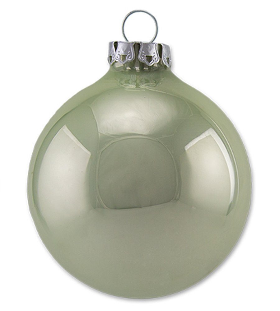 Thüringer Glasdesign Weihnachtsbaumkugel Pastell Glas Christbaumkugeln Schneemann Rosa St), Glas Gold mit Grün aus - (12 Glitzer Dekor aus