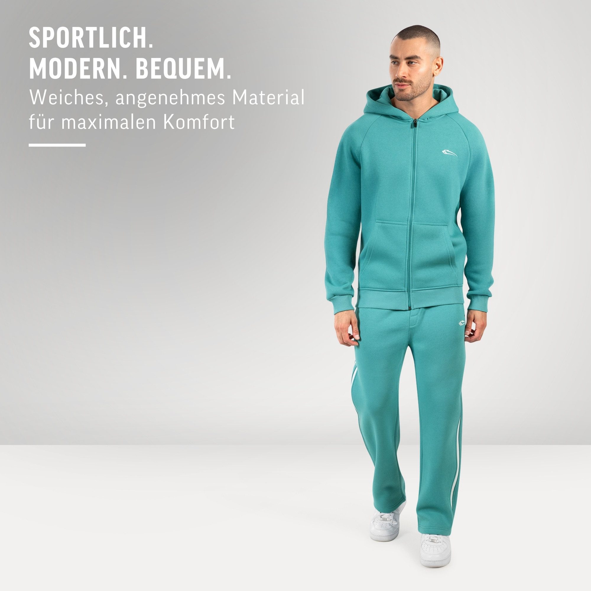 Smilodox Jogginghose Yasin, Sweathose mit Logo, Bequeme Freizeithose mit Kordelzug Seitentaschen weiße Seitenstreifen Angenehmes Material Sport Freizeit