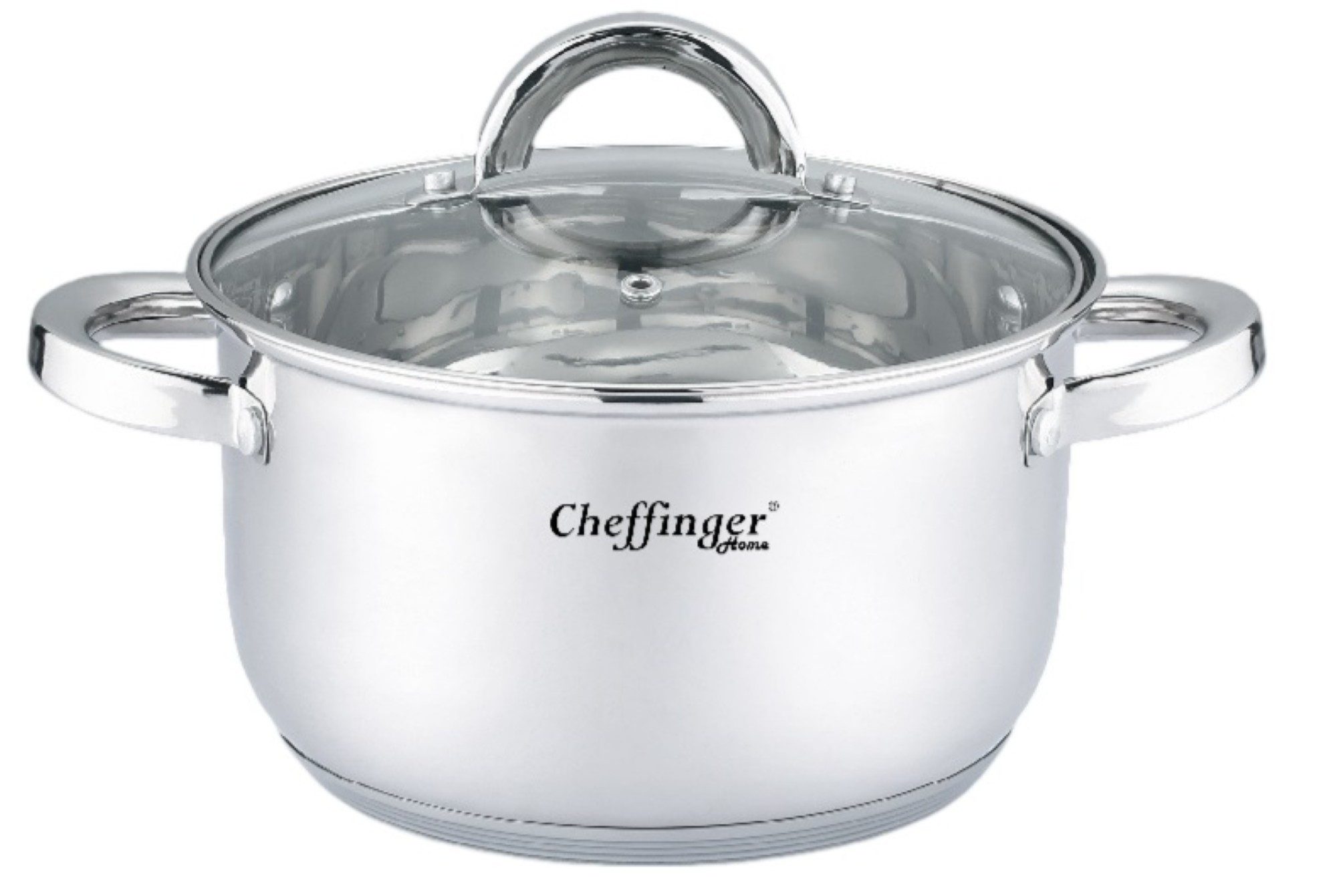 Cheffinger Kochtopf mit Glasdeckel geeignet für alle Herdarten aus hochwertigem Edelstahl