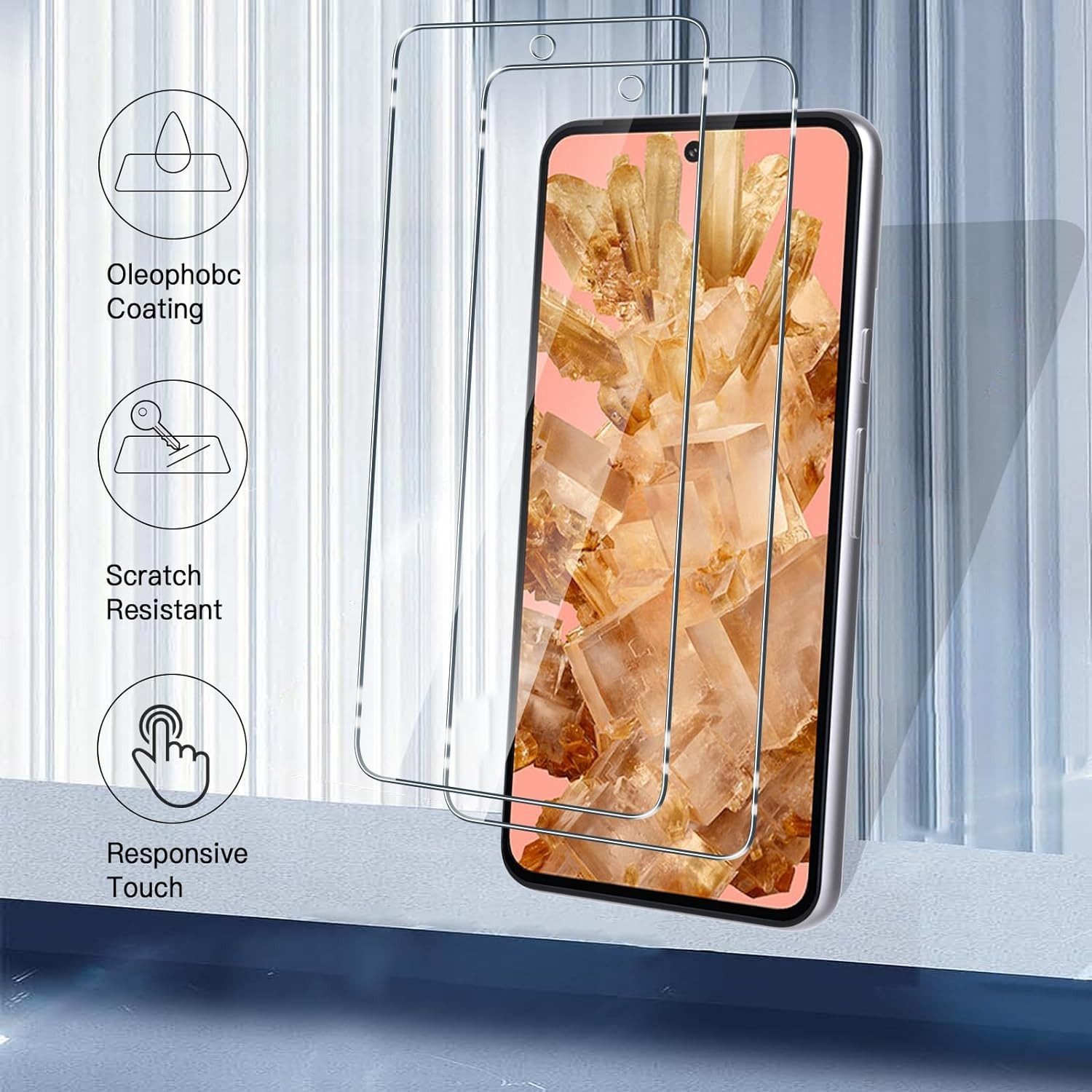 CLM-Tech Displayschutzglas 2x Schutzfolie für Google Pixel 8 Pro - Panzerfolie für Google Pixel 8 Pro, - Panzerglas Folie - Anti-Fingerabdruck und kratzfest -,  – Bild 2 von 5