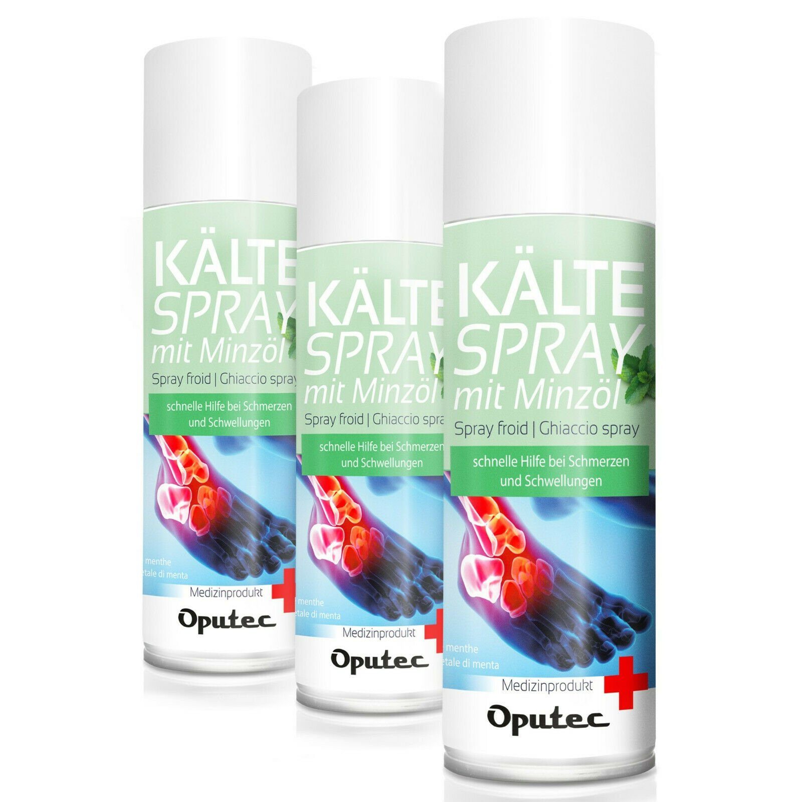 Oputec Erste-Hilfe-Set 3x400ml Oputec Kältespray mit Minzöl - Erste-Hilfe  Kühlspray Eisspray, (Spar-Set)