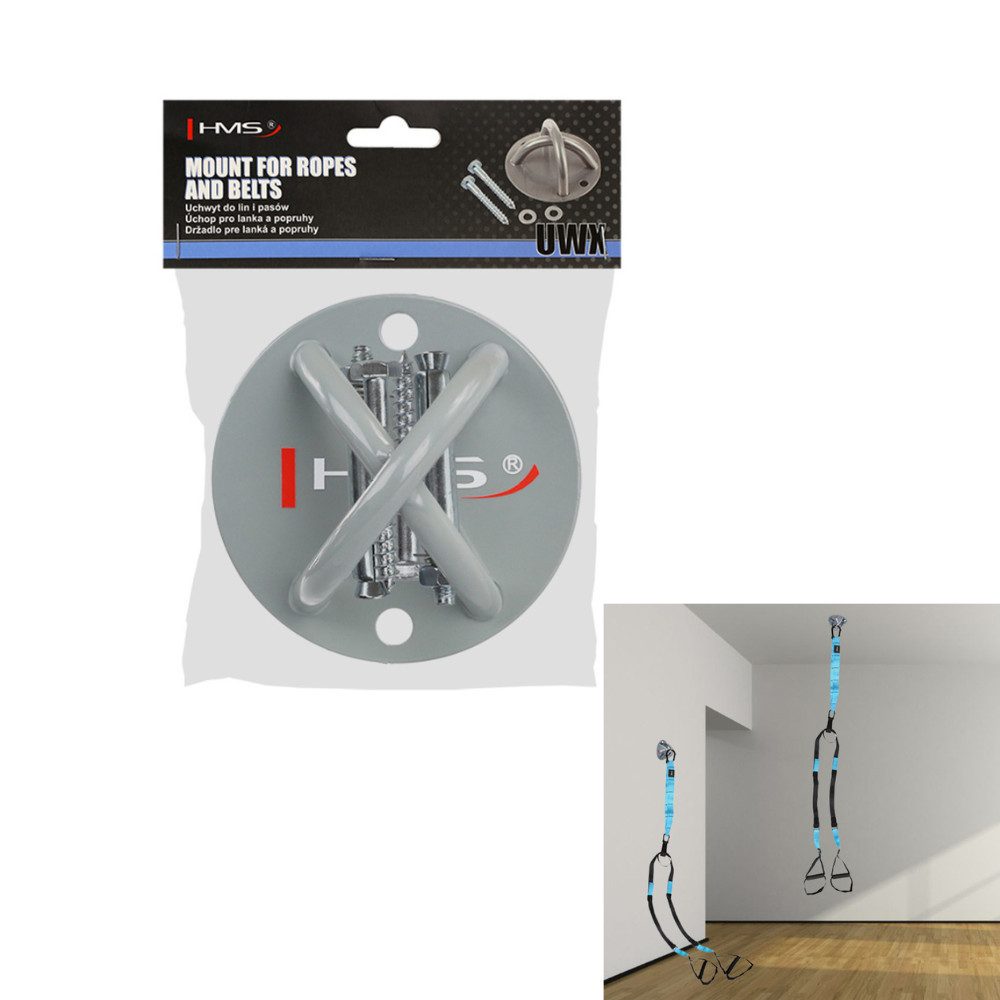 HMS Hantel-Wandhalterung Trainingsseile Halterung, (1-St., Stahlkonstruktion), für Battle Ropes, Widerstandsbänder, Fitnesssäcke, Punchingbälle