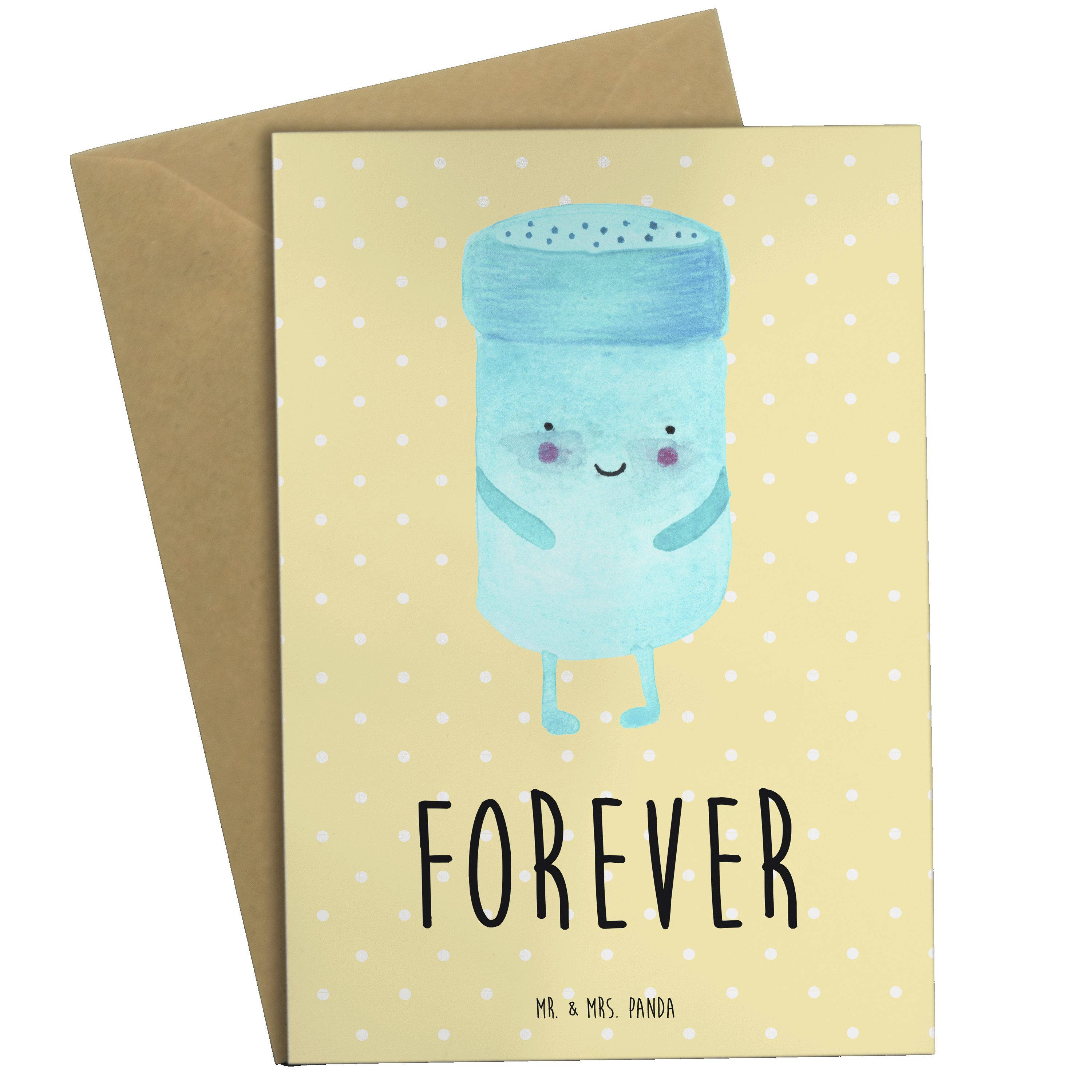 Mr. & Mrs. Panda Grußkarte BestFriends-Salt - Gelb Pastell - Geschenk, Klappkarte, Einladungskar