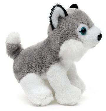 Uni-Toys Kuscheltier Husky Plushie, sitzend - 13 cm (Länge) - Plüsch-Hund - Plüschtier, zu 100 % recyceltes Füllmaterial