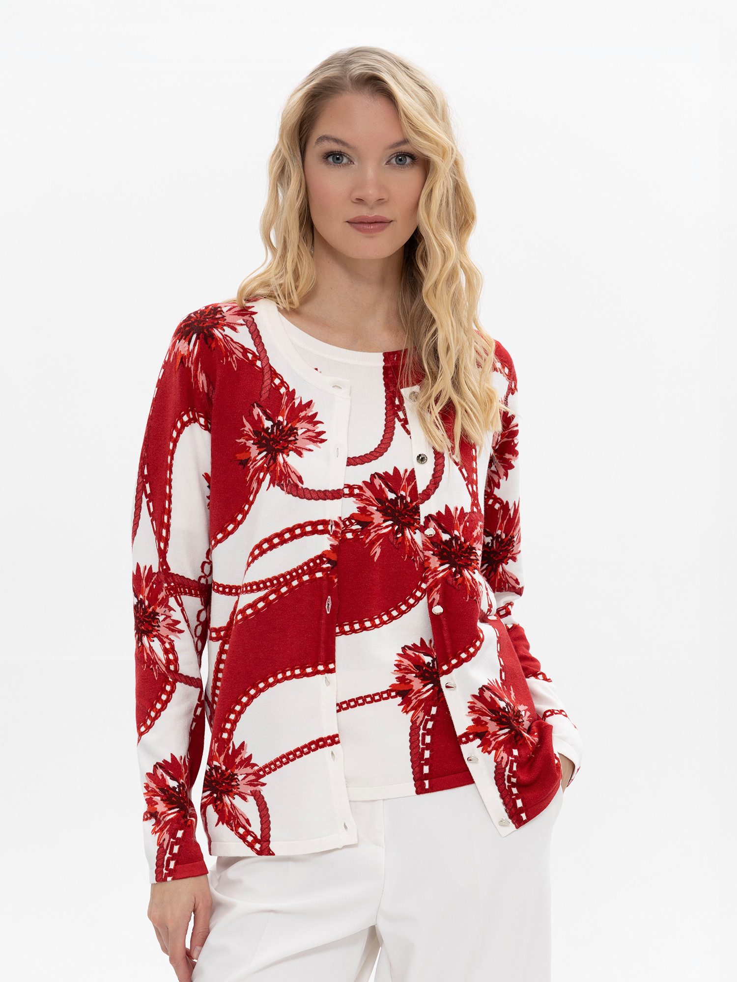 Passioni 2-in-1-Strickjacke Twinset mit Ornamenten-Muster