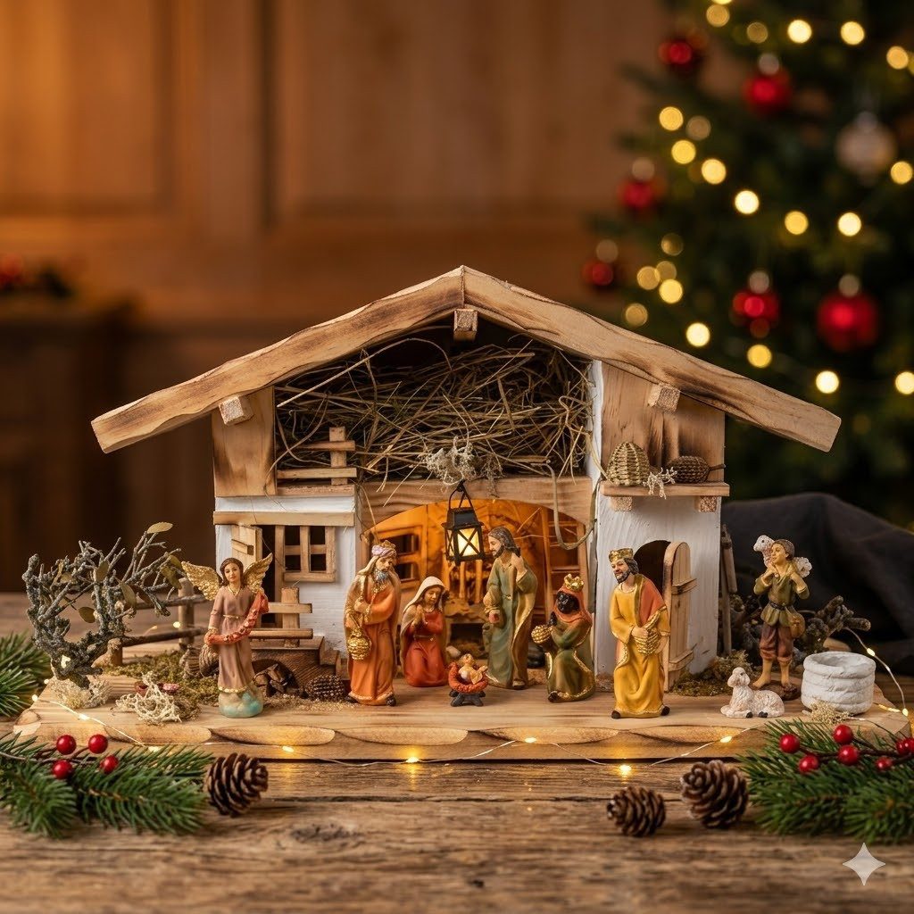 Krippenursel Krippe Weihnachtskrippe Neunhof inkl. 12-tlg. Figurensatz K 650-9 (12-tlg)
