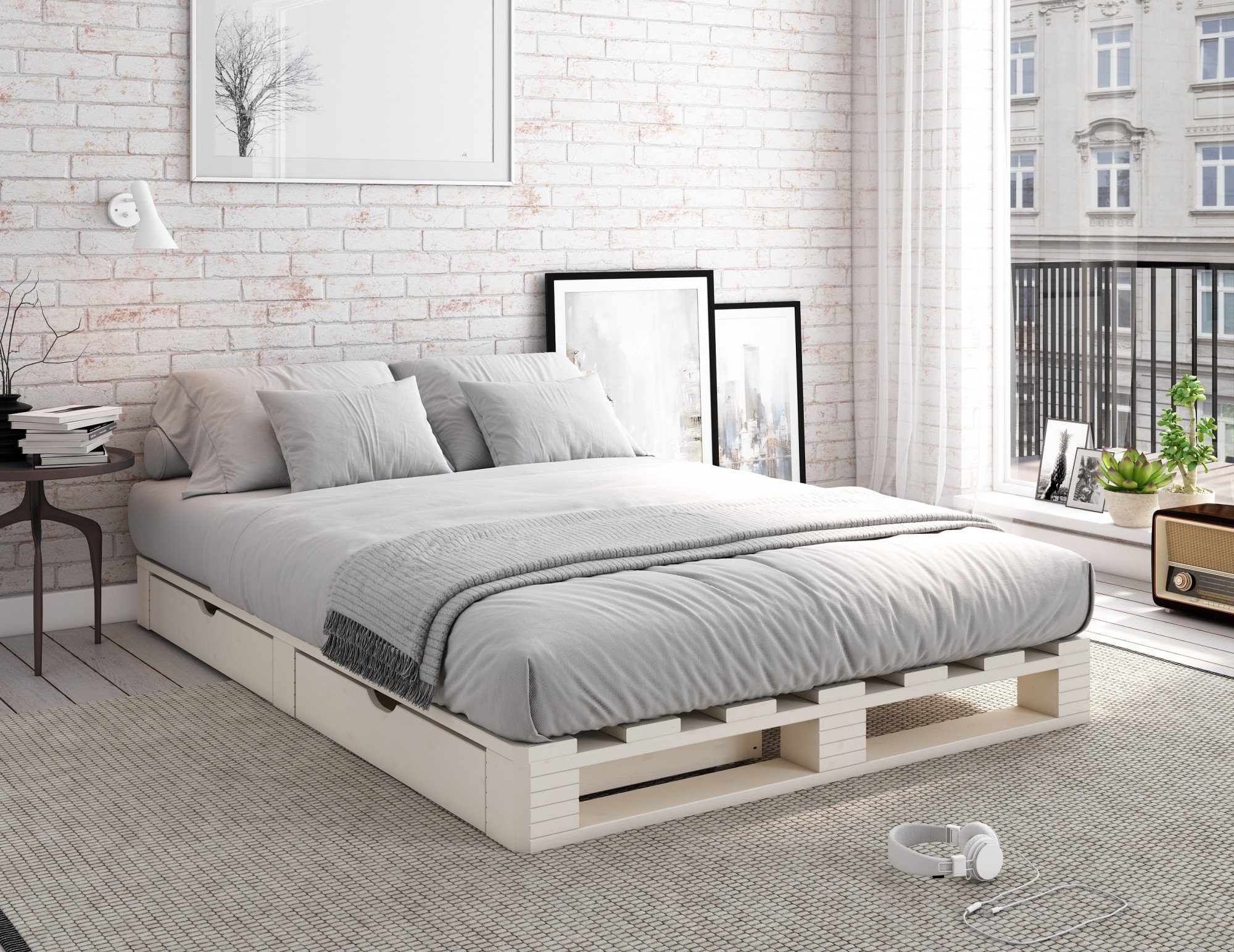 OTTO home Palettenbett "ALASCO " Mit Schublade, zertifiziertes Massivholz, erweiterbar zum Doppel- oder Familienbett