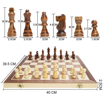 OUNUO Spiel, Holz Schachspiel klappbar magnetisches Schachbrett Schachkassette