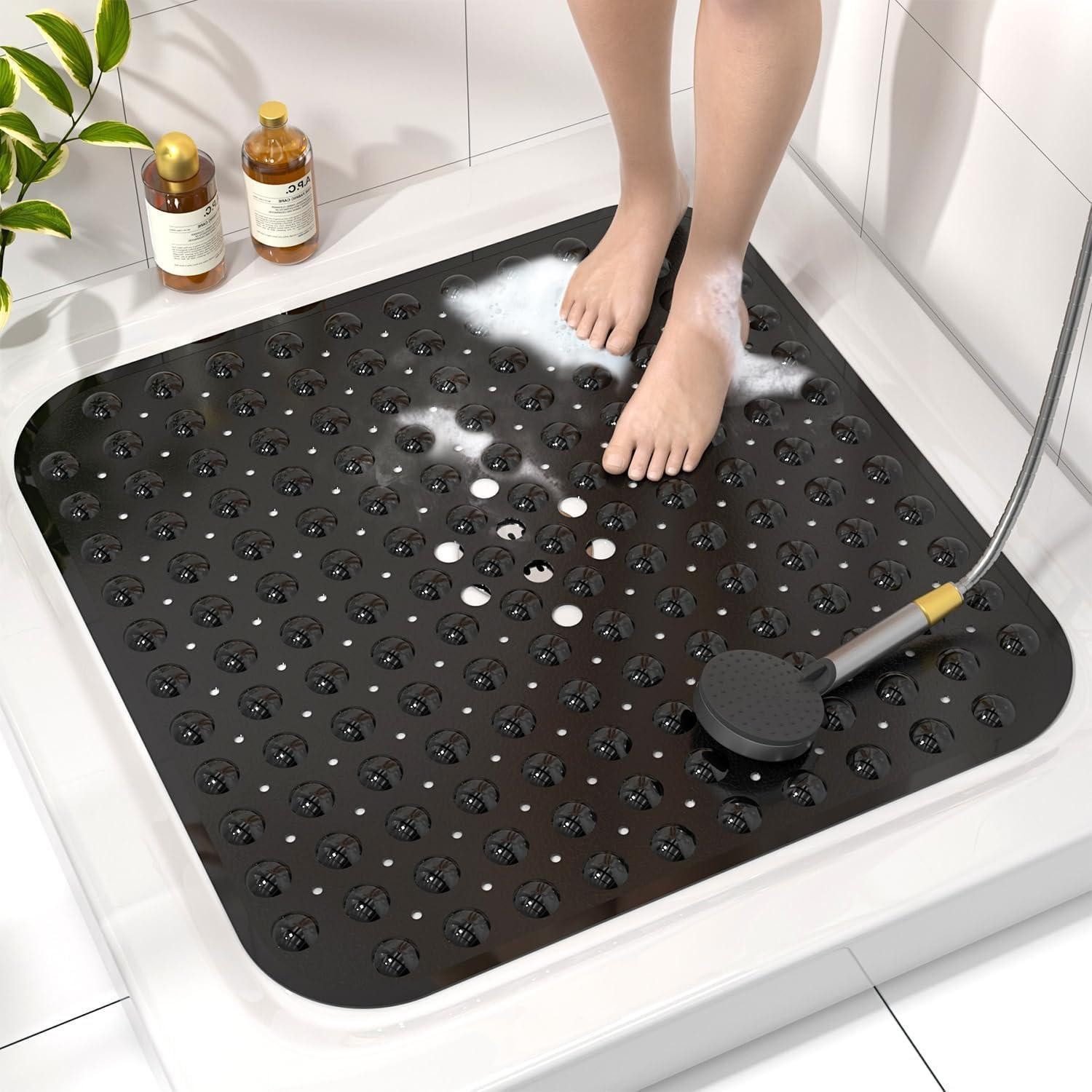 LuxusKollektion Duschmatte Duschmatte rutschfest Saugnäpfe Schwarz 53 x 53 cm (Quadratisch)