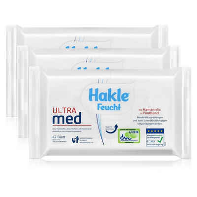HAKLE feuchtes Toilettenpapier Hakle Feucht Ultra med 42 Blatt - Mit Hamamelis & Panthenol (3er Pack)
