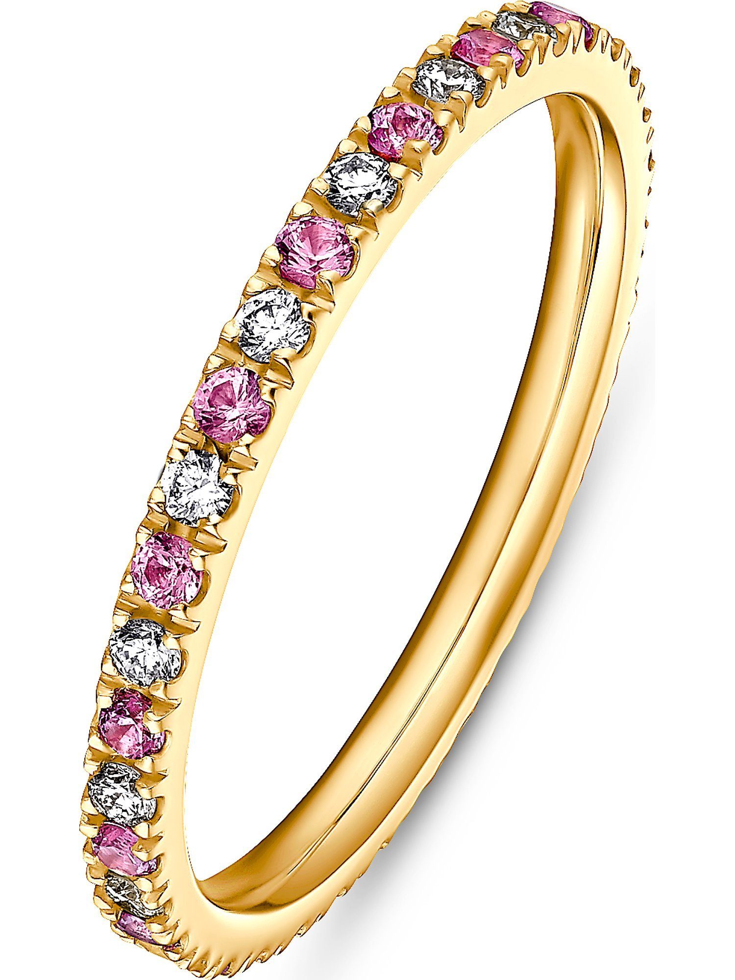 GUIA Fingerring GUIA Damen-Damenring 585er Gelbgold 18 Diamant, Saphir