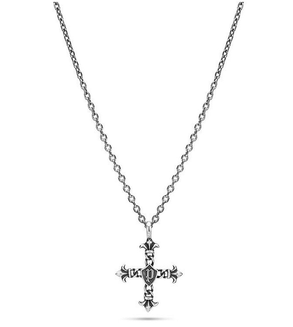 Edelstahlketten-Set Herren Halskette Kette Edelstahl mit Anhänger Kreuz 70 cm Police