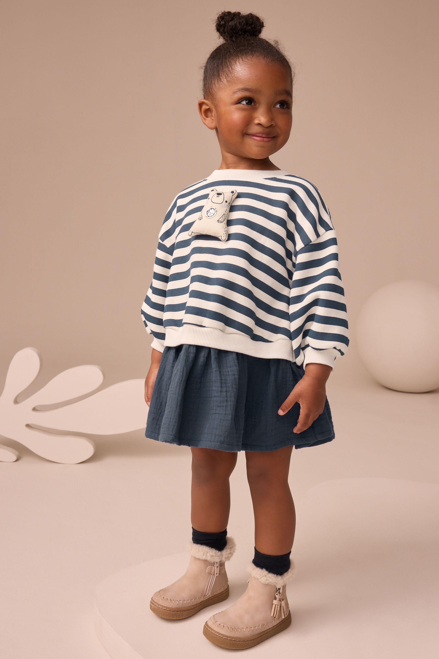 Next Tüllkleid Sweatshirtkleid mit Meshrock (1-tlg)