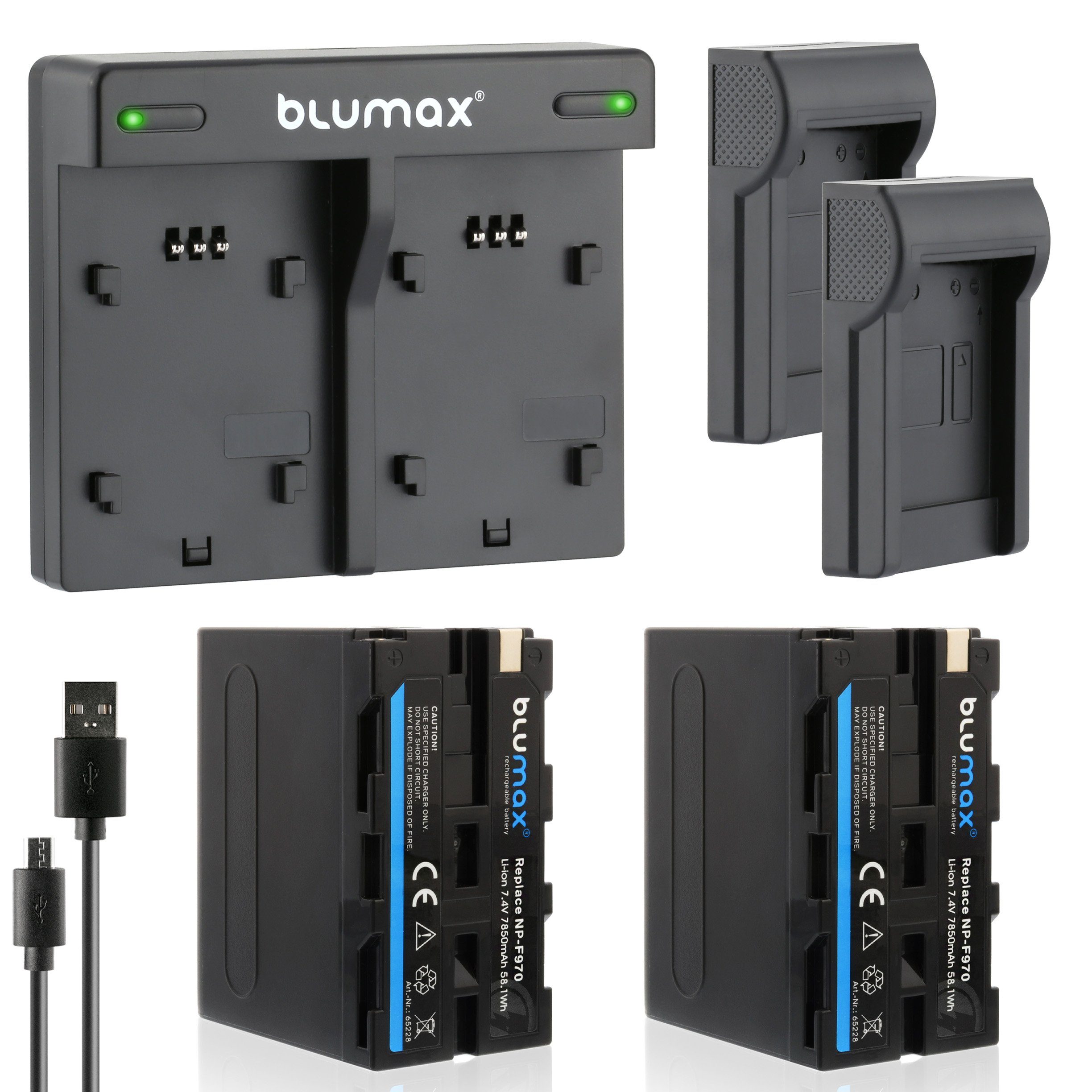 Blumax Set mit Lader für Sony NP-F970 NP-F330 F930 7850mAh Kamera-Akku