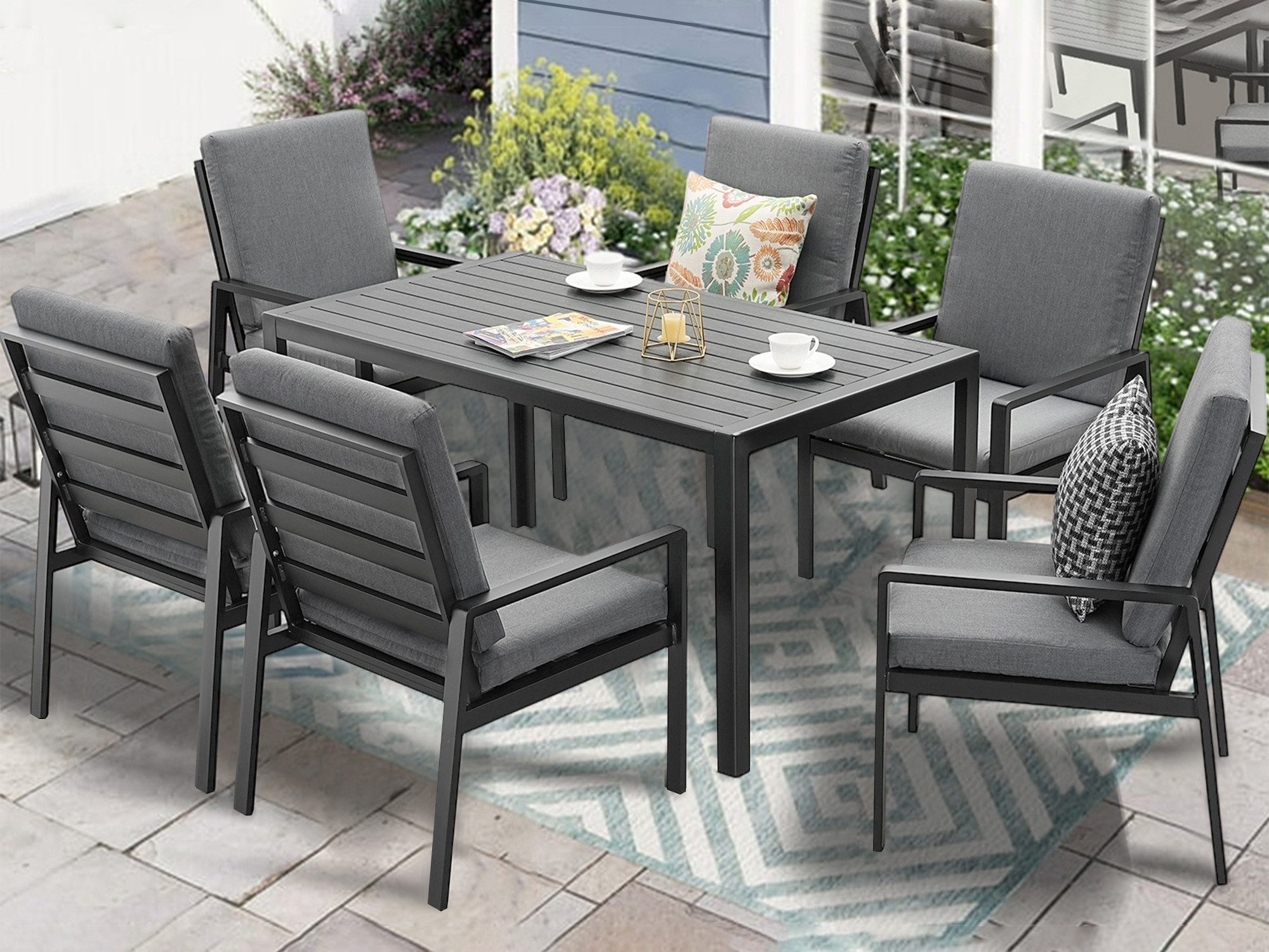 MeXo Gartenlounge-Set Lounge Gartenmöbelset Aluminium, (Garten günstig online kaufen