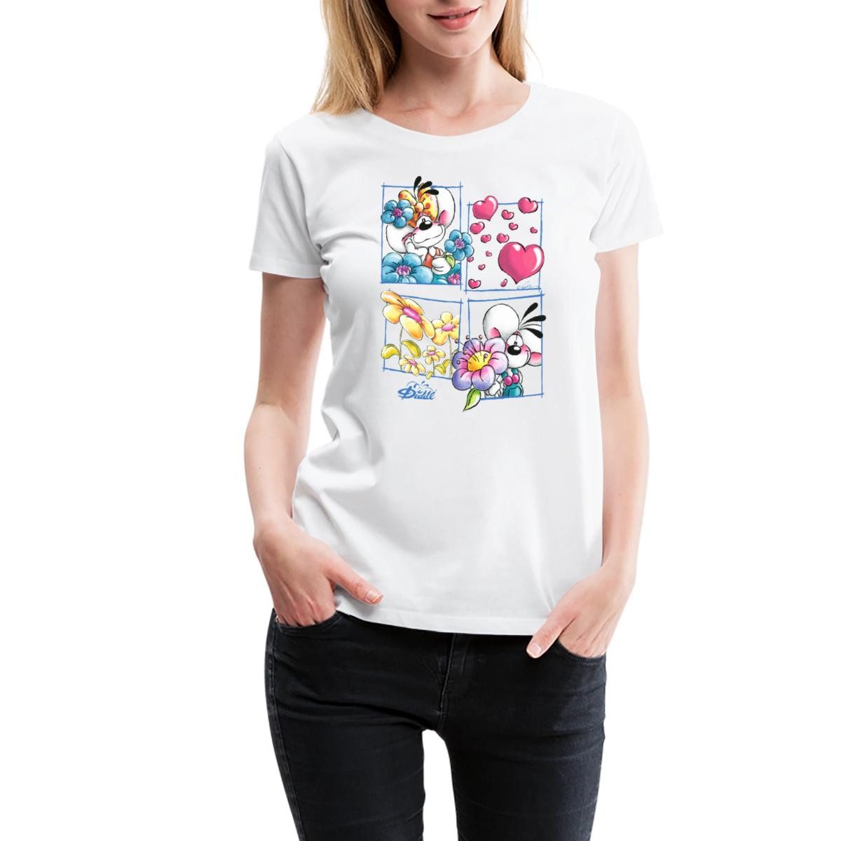 Spreadshirt T-Shirt Diddl Und Diddlina Sind Verliebt Frauen Premium T-Shirt günstig online kaufen