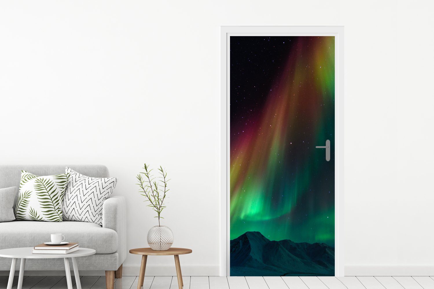 Türtapete Tür, 75x205 für Sternenhimmel, Aurora bedruckt, Türaufkleber, MuchoWow - Fototapete Matt, St), (1 Regenbogen - cm