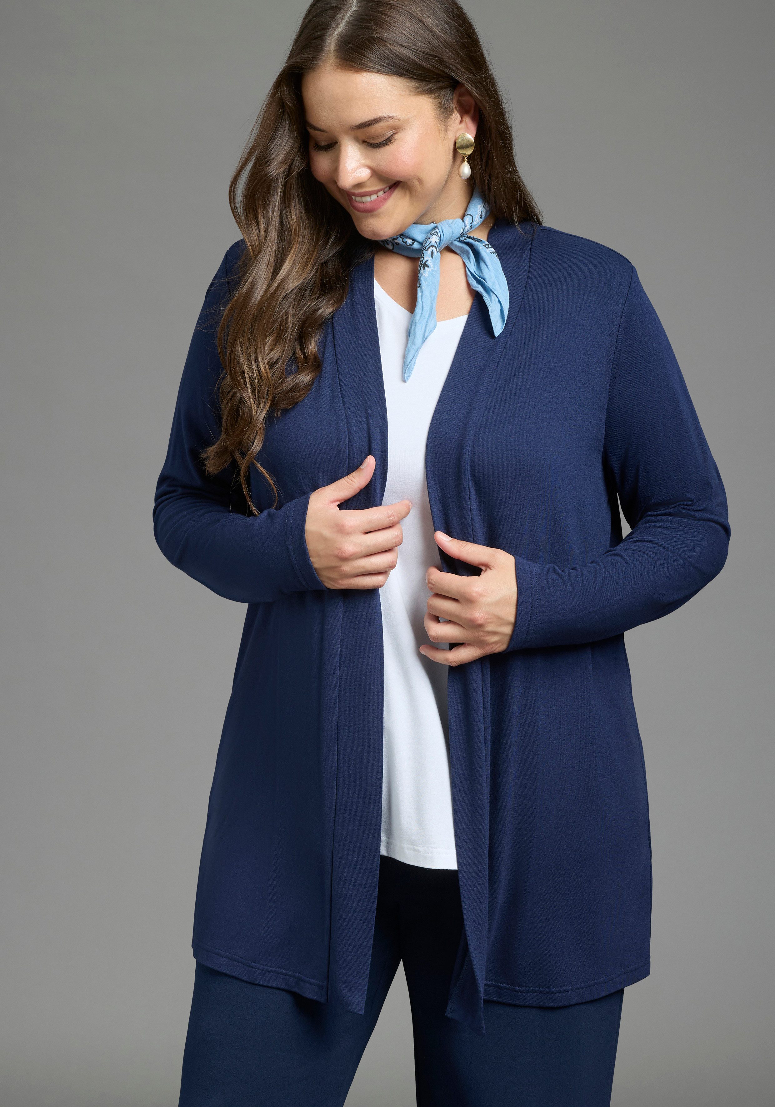 Laura Scott CURVE Strickjacke Große Größen aus angenehmem fließendem Jerseymaterial