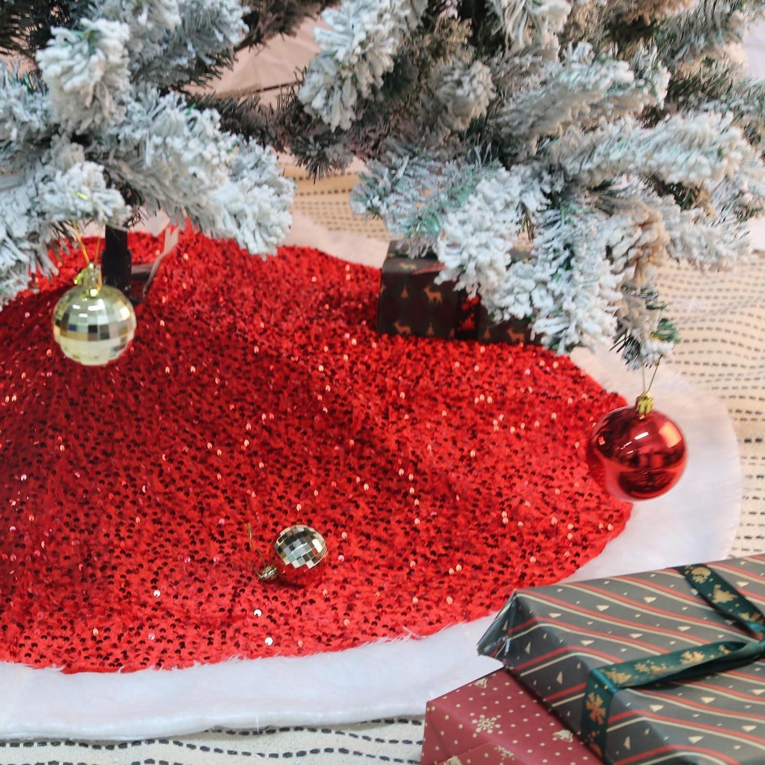 LuxusKollektion Weihnachtsbaumdecke Weihnachtsbaumdecke Rot 90cm