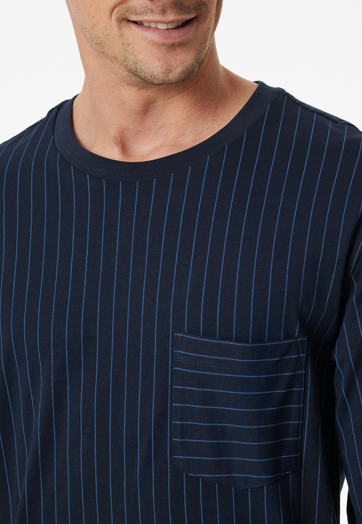 Schiesser Schlafanzug Comfort Essentials (2 tlg) mit gestreiftem Oberteil