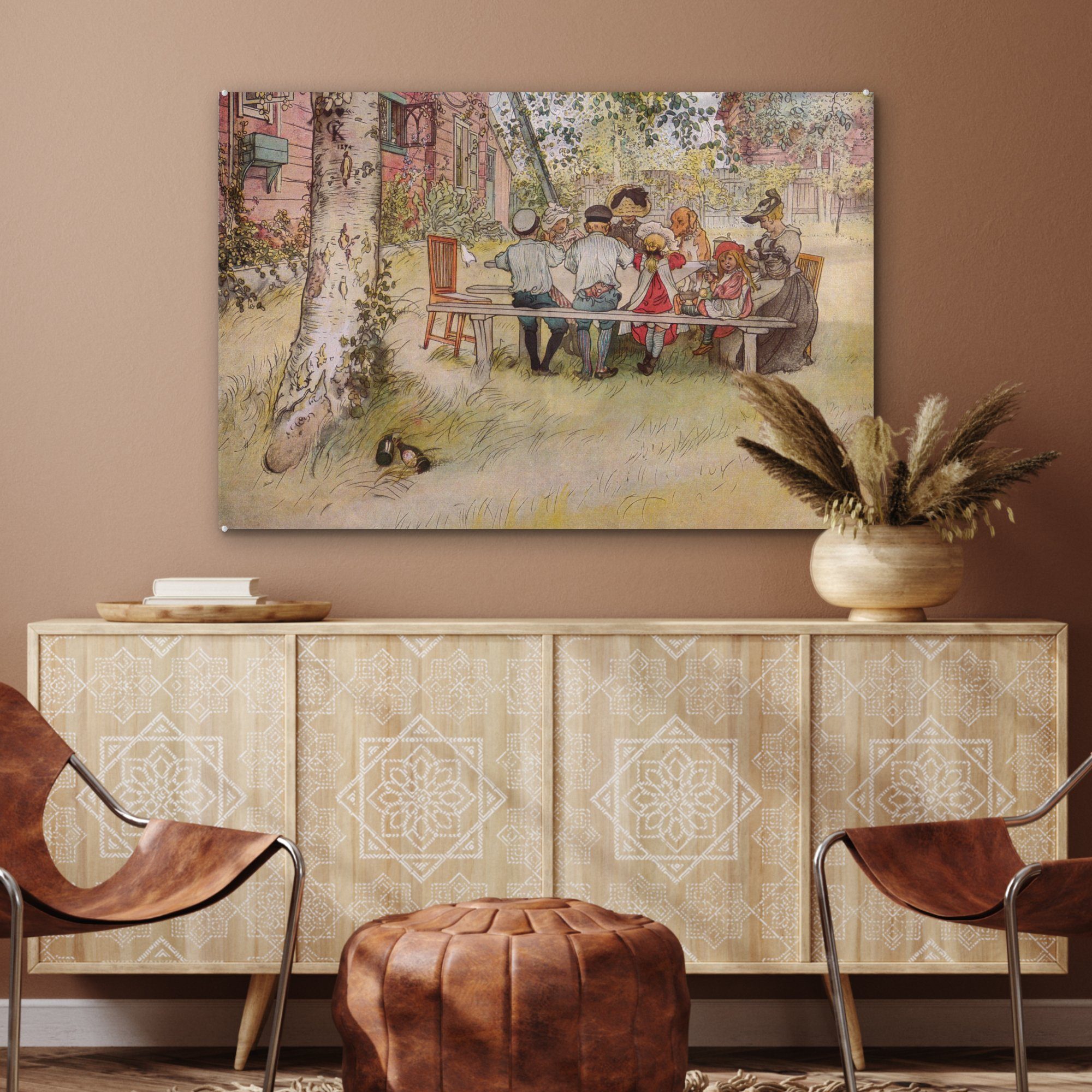 Carl Larsson, Wohnzimmer Birke St), Frühstück - Acrylglasbilder großen (1 Acrylglasbild Schlafzimmer MuchoWow & unter der