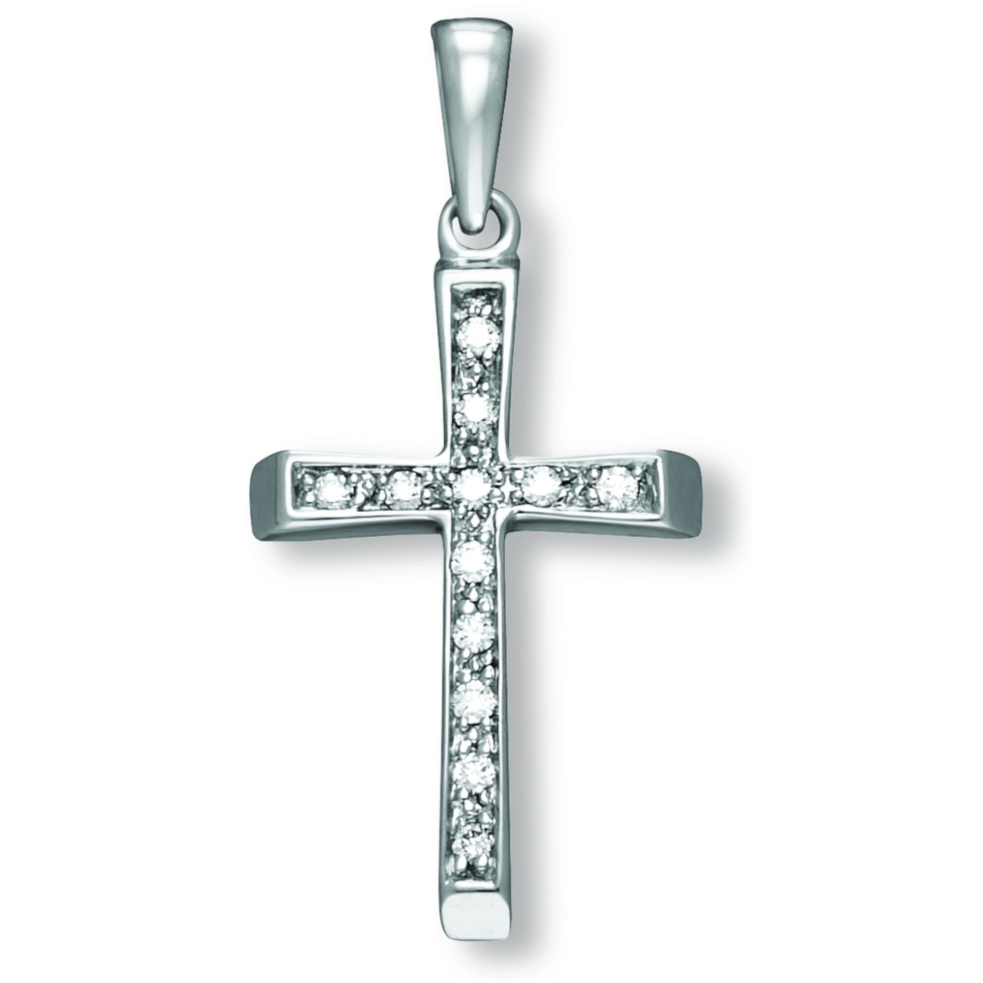ONE ELEMENT Kettenanhänger Zirkonia Kreuz Anhänger aus 333 Weißgold, Ihr persönliches Symbol – liebevoll gearbeitet für jeden Tag