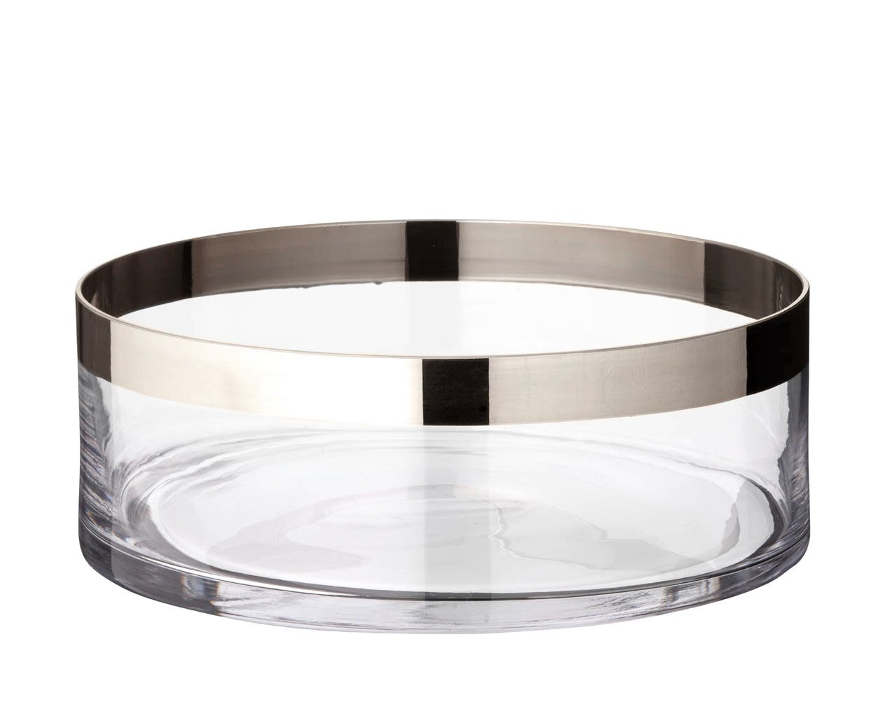 EDZARD Servierschale Grit, Kristallglas, Mundgeblasenes Kristallglas mit Platinrand, H 9 cm, Ø 25 cm