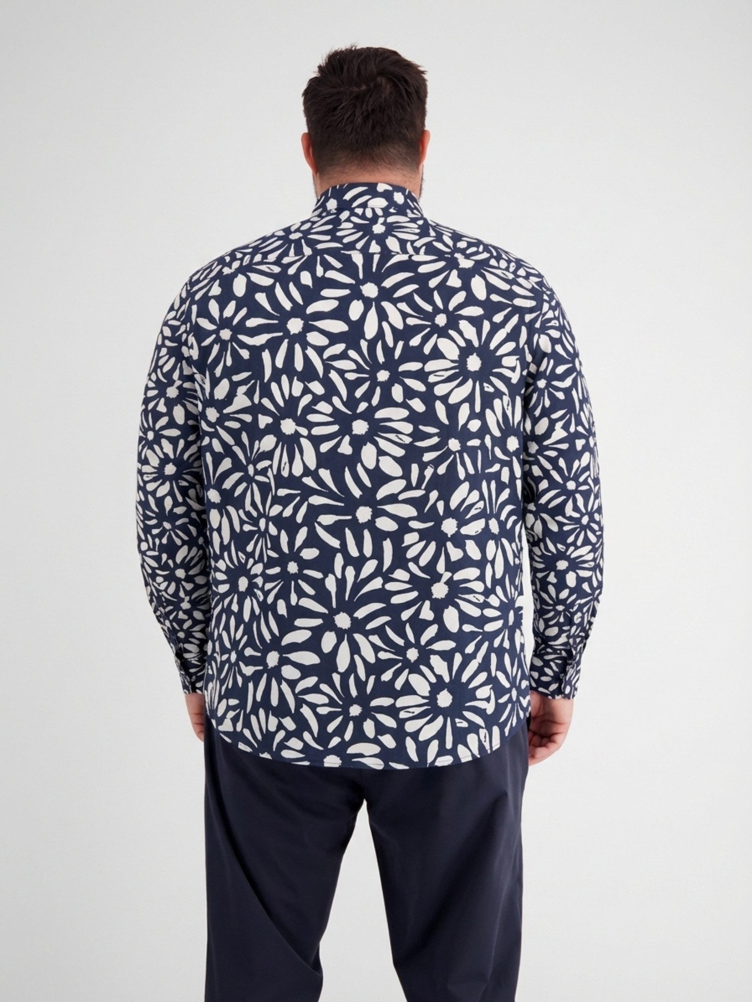 LERROS Leinenhemd Langarmhemd mit floralem Print in großen Größen
